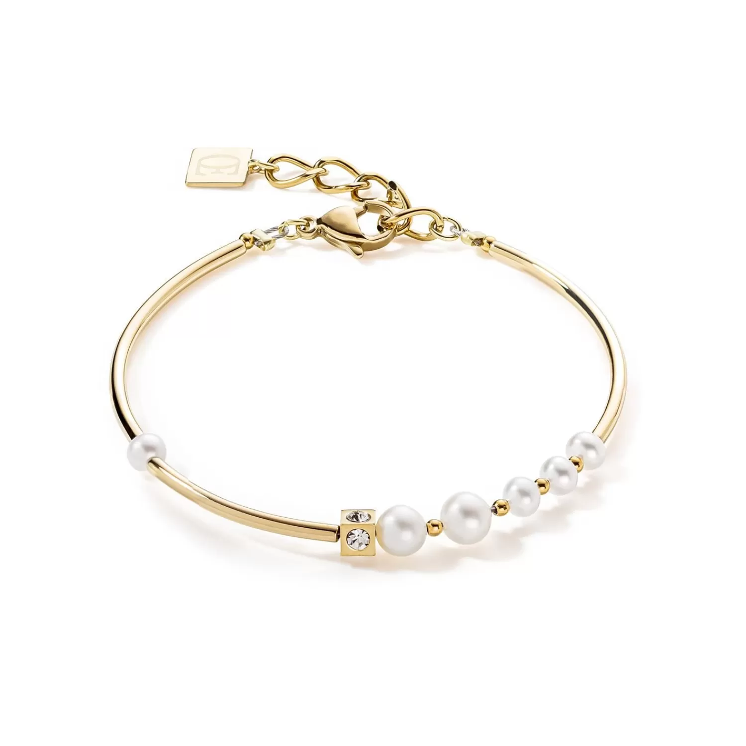 COEUR DE LION Armband Asymmetrie Süßwasserperlen & Edelstahl Weißgold- Hochzeit