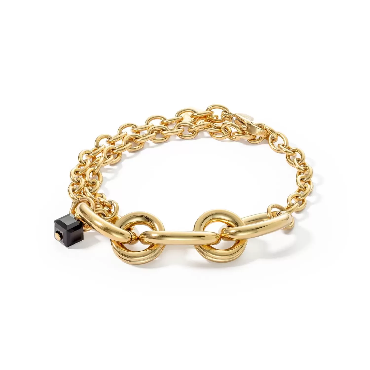 COEUR DE LION Armband Chunky Chain Gold-Schwarz- Kristallarmbänder