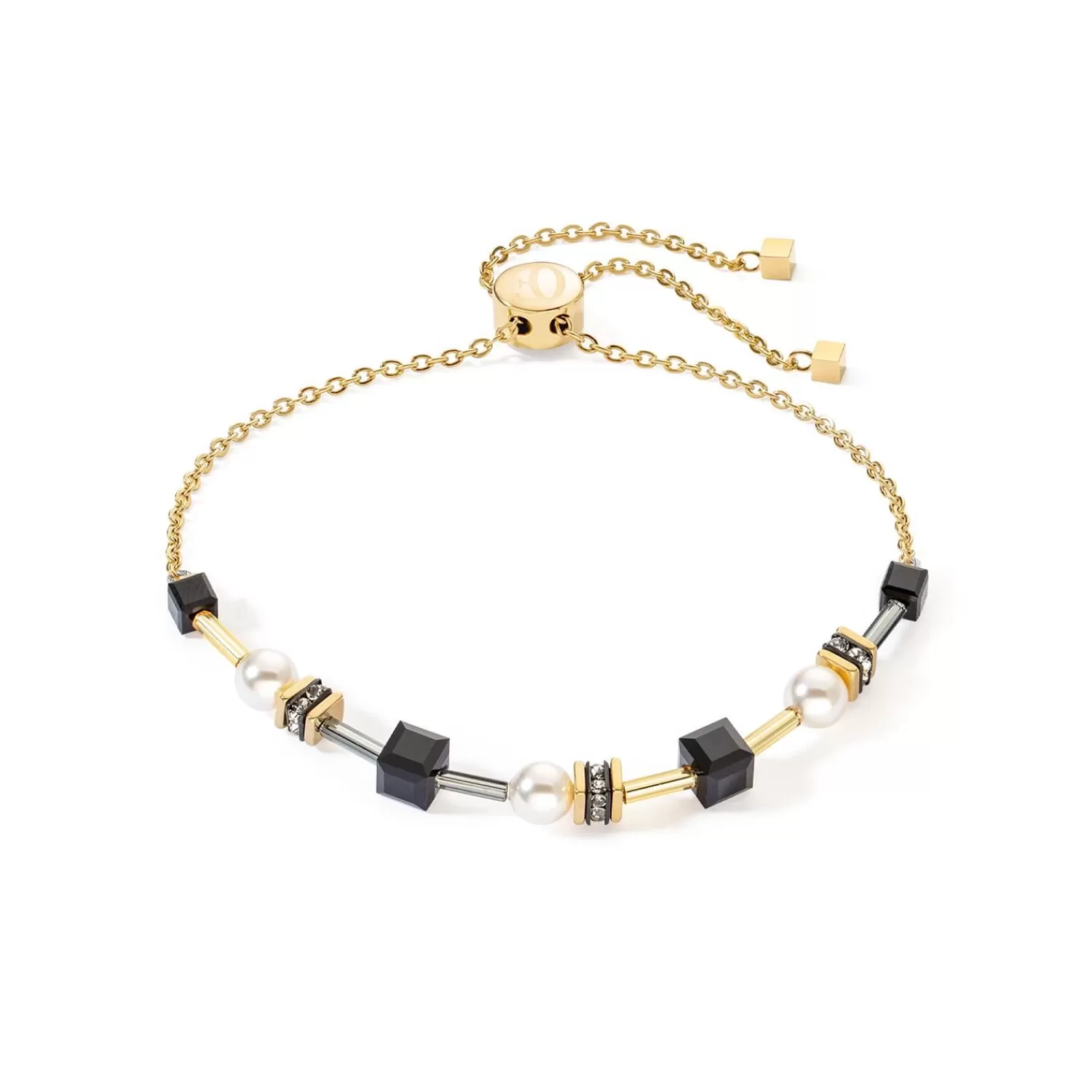 COEUR DE LION Armband Mysterious Cubes & Pearls Gold-Schwarz- Perlenarmbänder