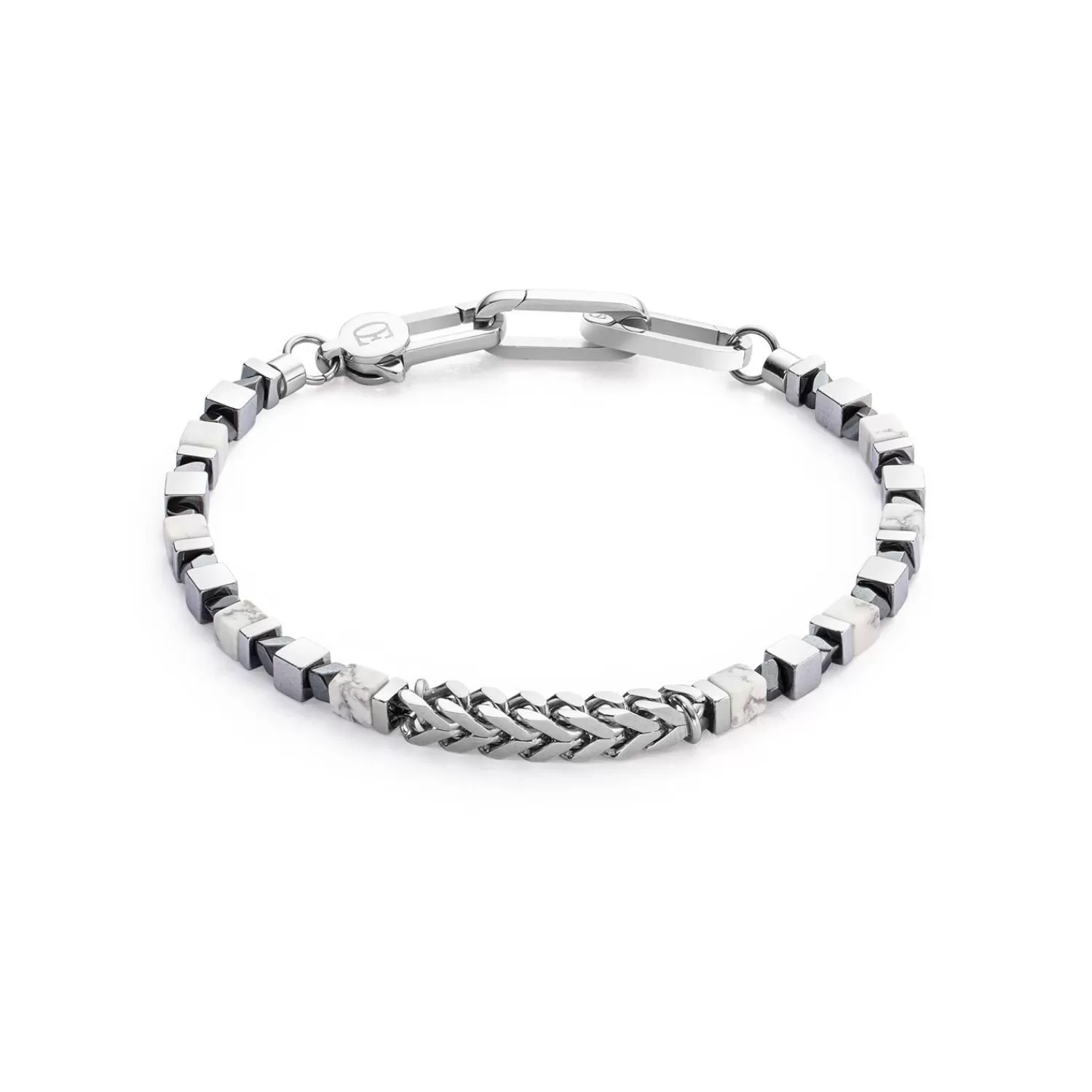 COEUR DE LION Armband Precious Cubes & Chain Weiß-Silber- Unisex Edition