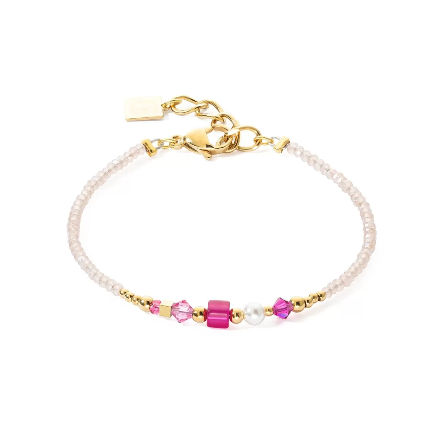 COEUR DE LION Armband Quadratische Streifen Gold-Magenta- Mix&And&Match-Armbänder