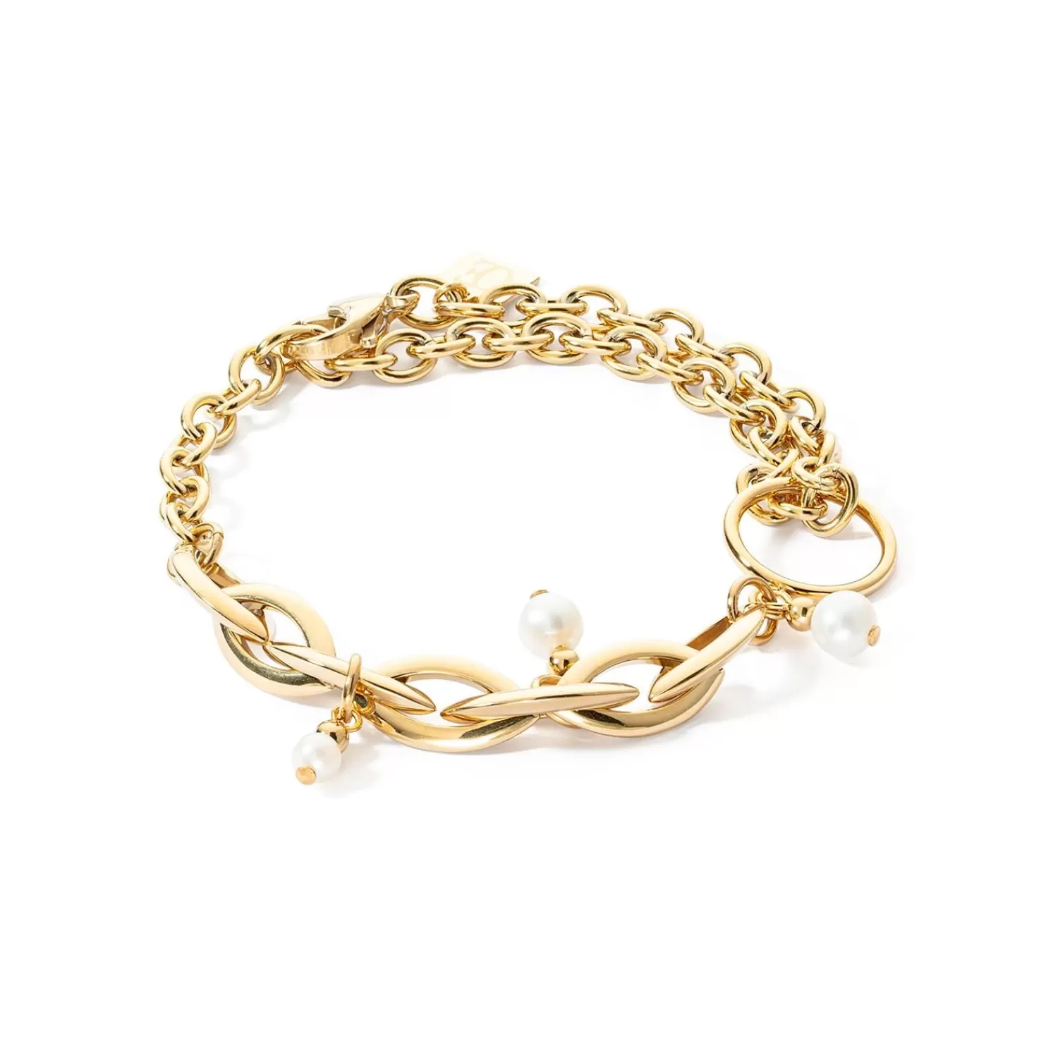 COEUR DE LION Armband Y Navette Süßwasserperlen Gold- Perlenarmbänder