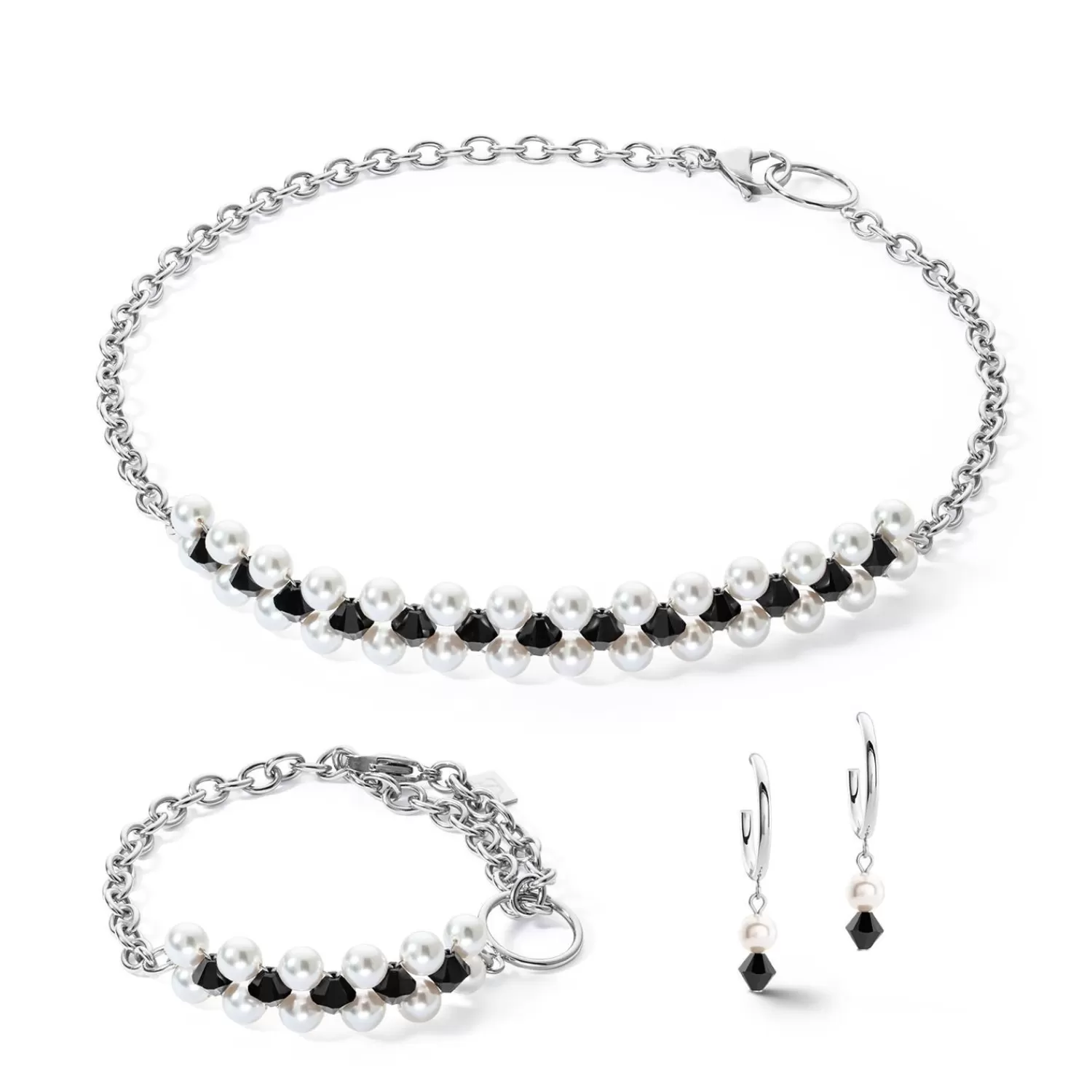 COEUR DE LION Armband-Choker Mysterious Silber-Schwarz- Perlenarmbänder