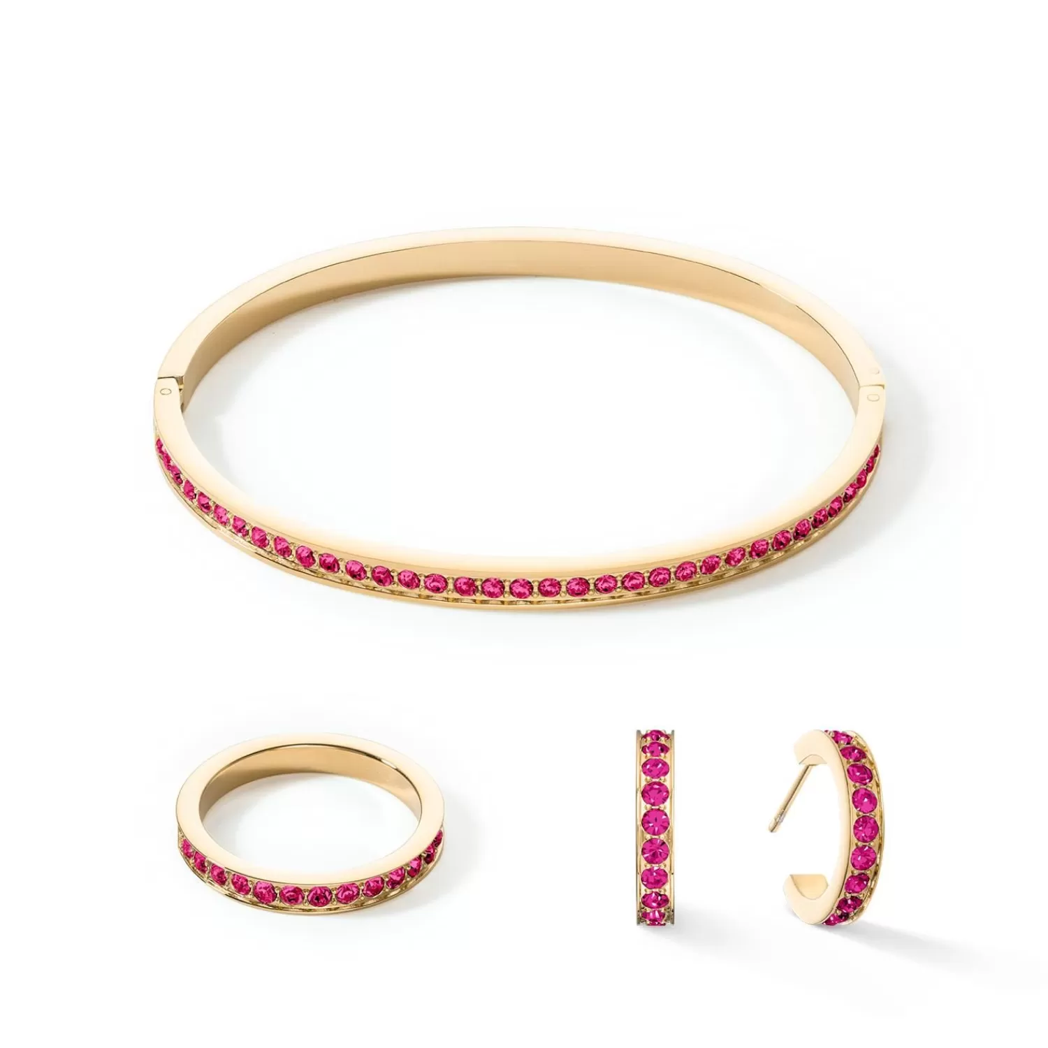 COEUR DE LION Armreif Edelstahl & Kristalle Gold Pink 19- Armreifen