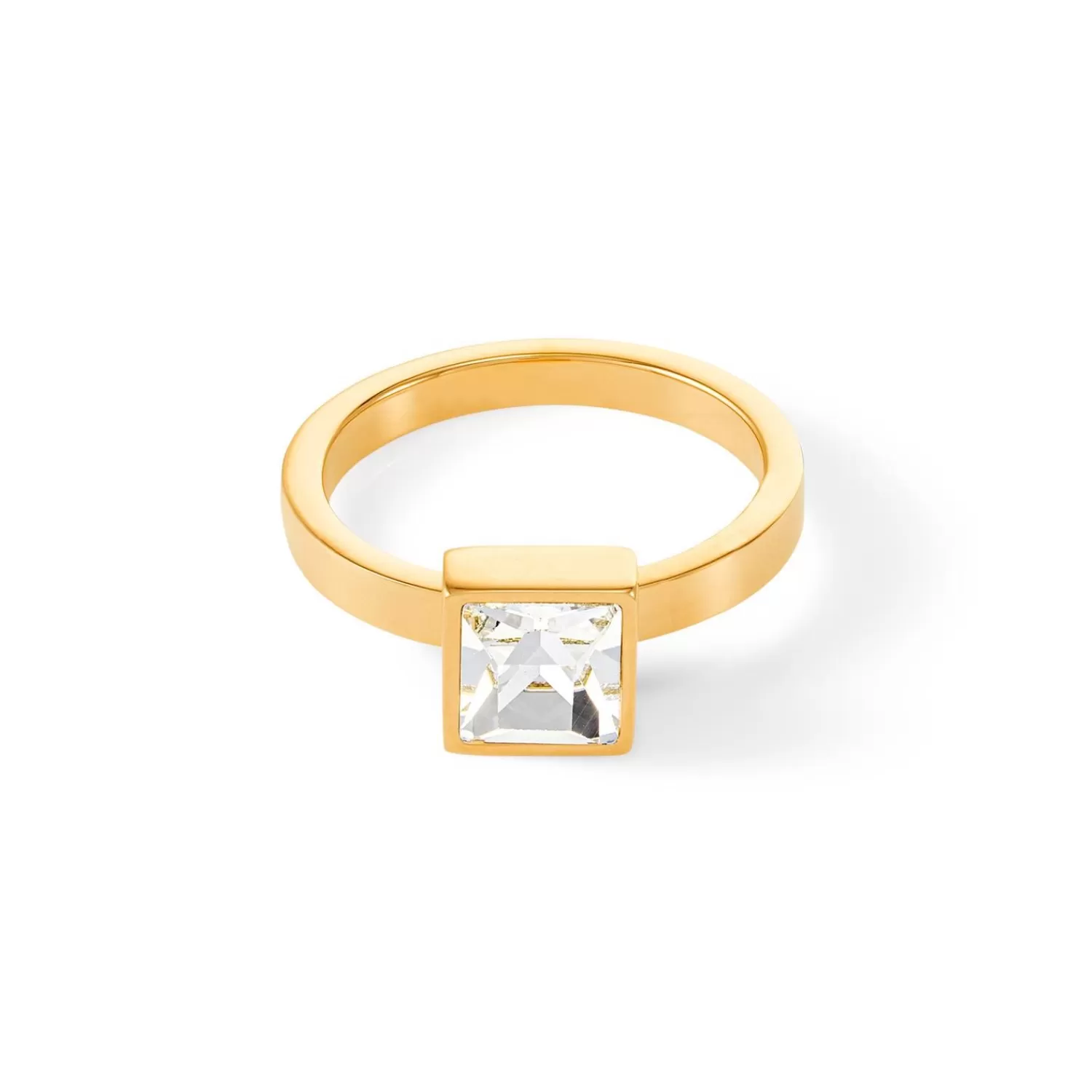 COEUR DE LION Brillanter quadratischer großer Ring aus Goldkristall- Coeur Essentials