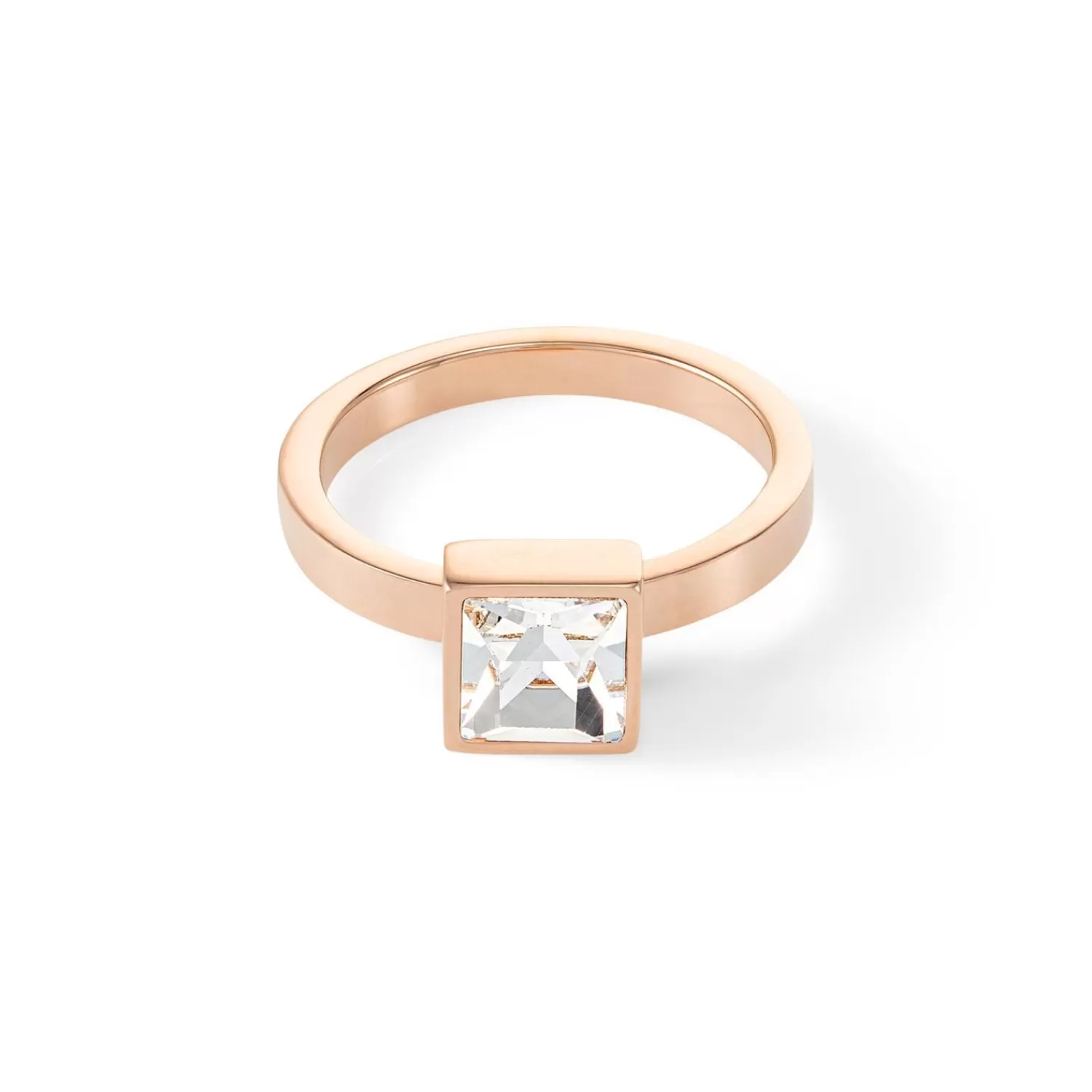 COEUR DE LION Brillanter quadratischer großer Ring aus Roségold-Kristall- Kristallringe