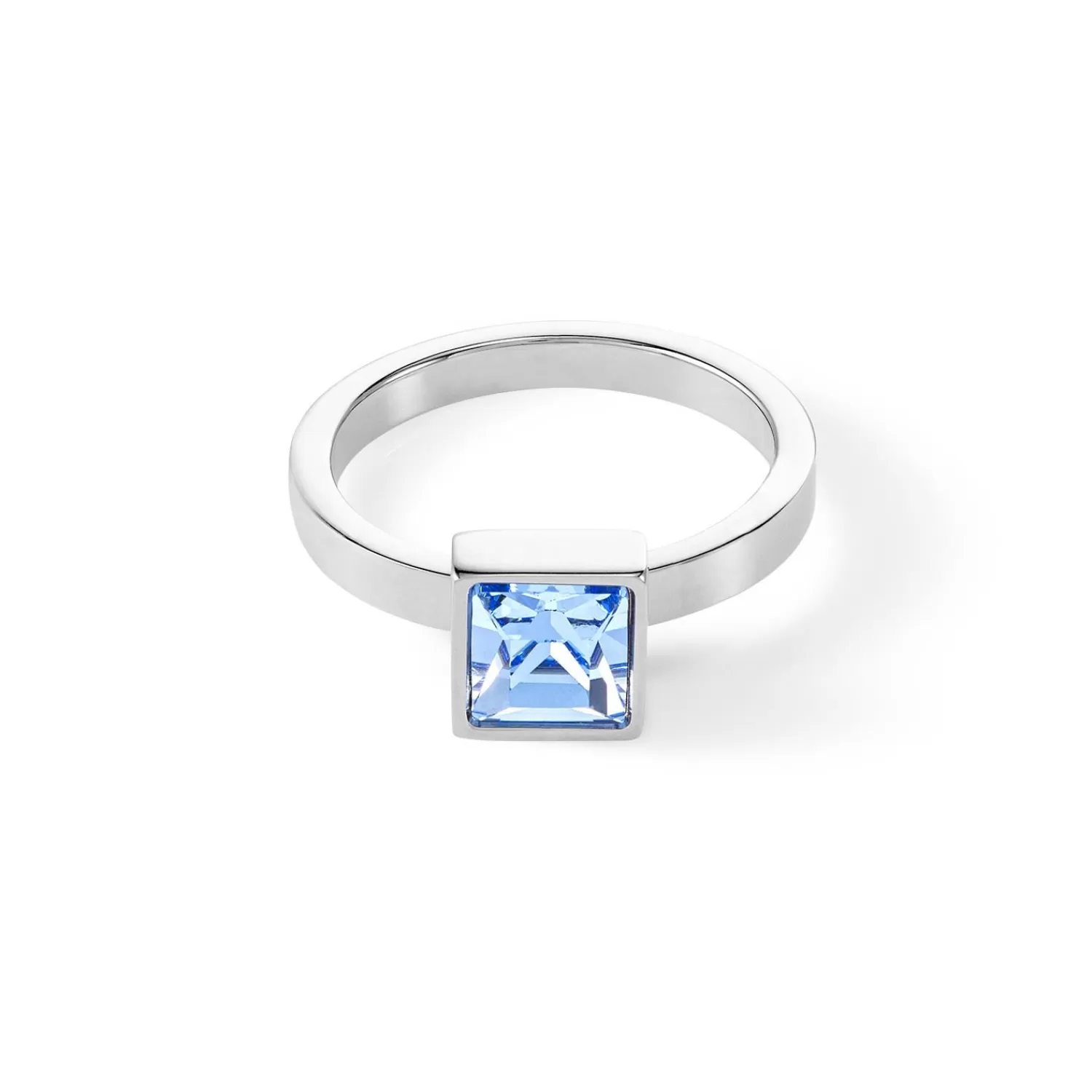 COEUR DE LION Brillanter quadratischer großer Ring Silber Hellblau- Kristallringe