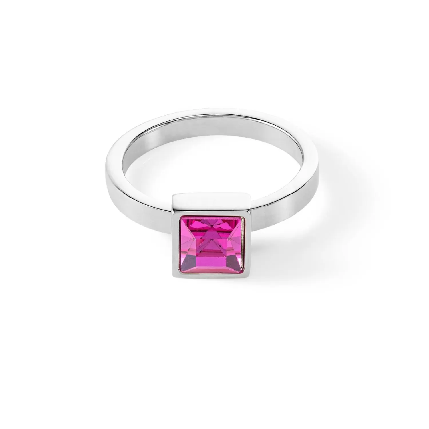 COEUR DE LION Brillanter quadratischer großer Ring Silber Rosa- Kristallringe