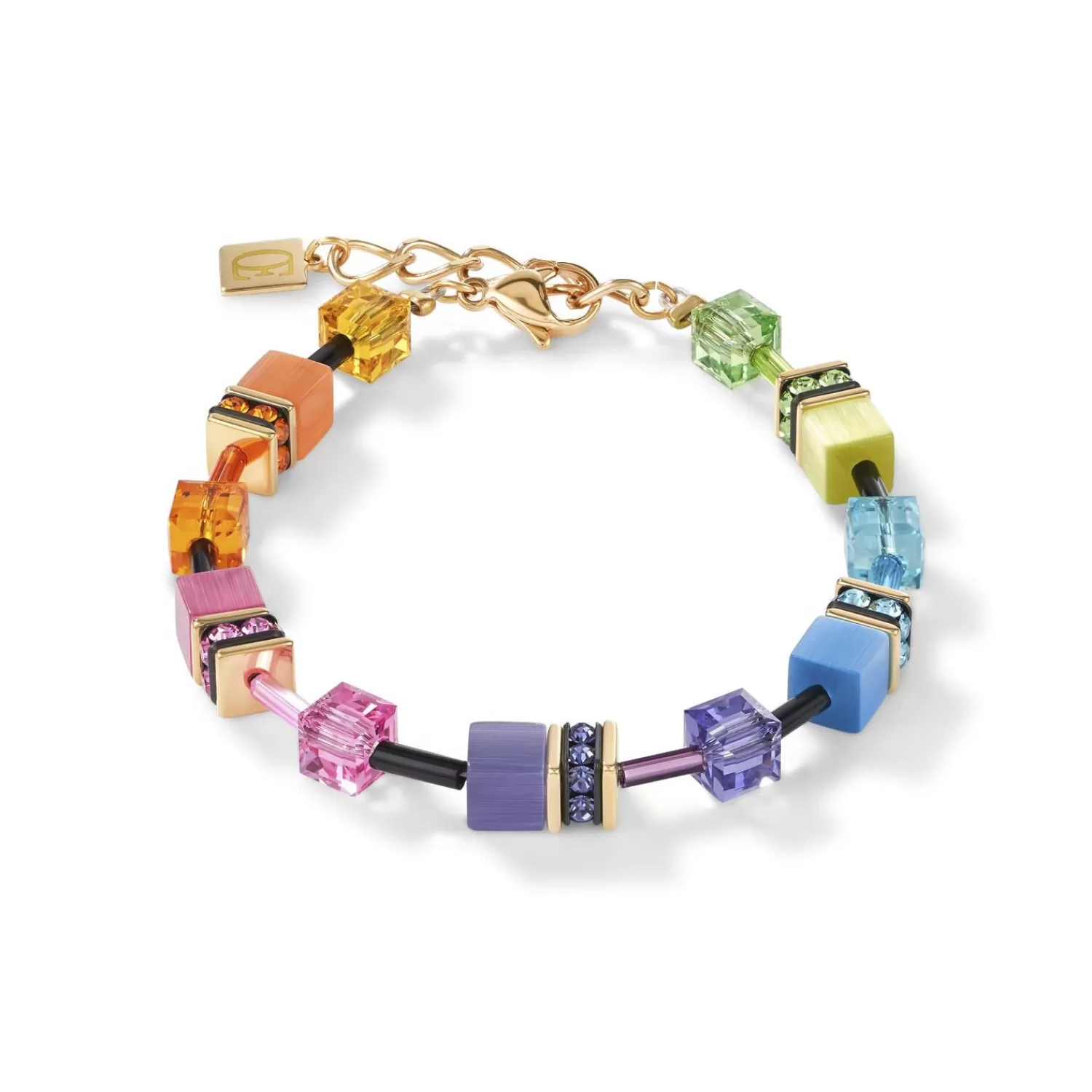 COEUR DE LION Geocube® Armband Mehrfarbiges Regenbogengold- Mix&And&Match-Armbänder