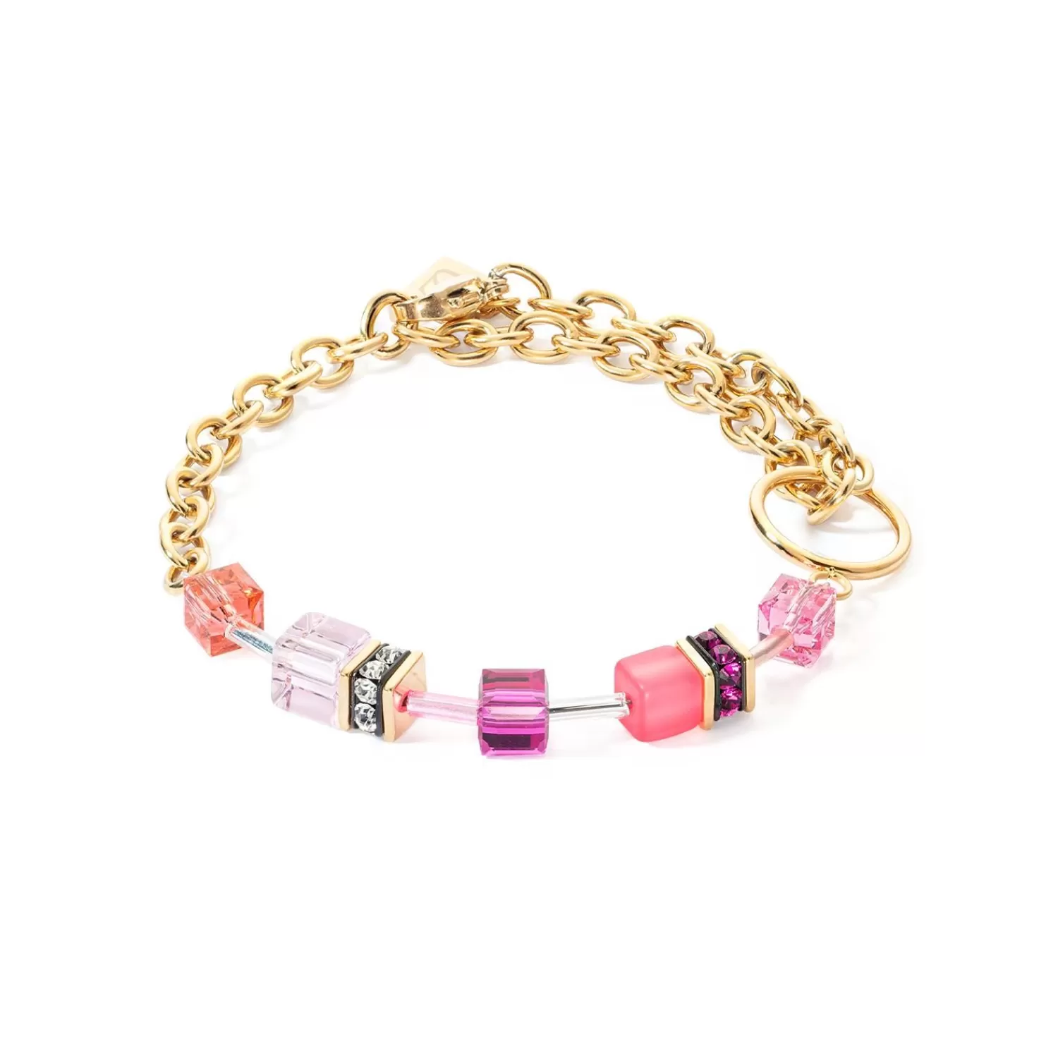 COEUR DE LION Geocube® Iconic Kettenarmband Gold-Magenta- Geocube® Armbänder