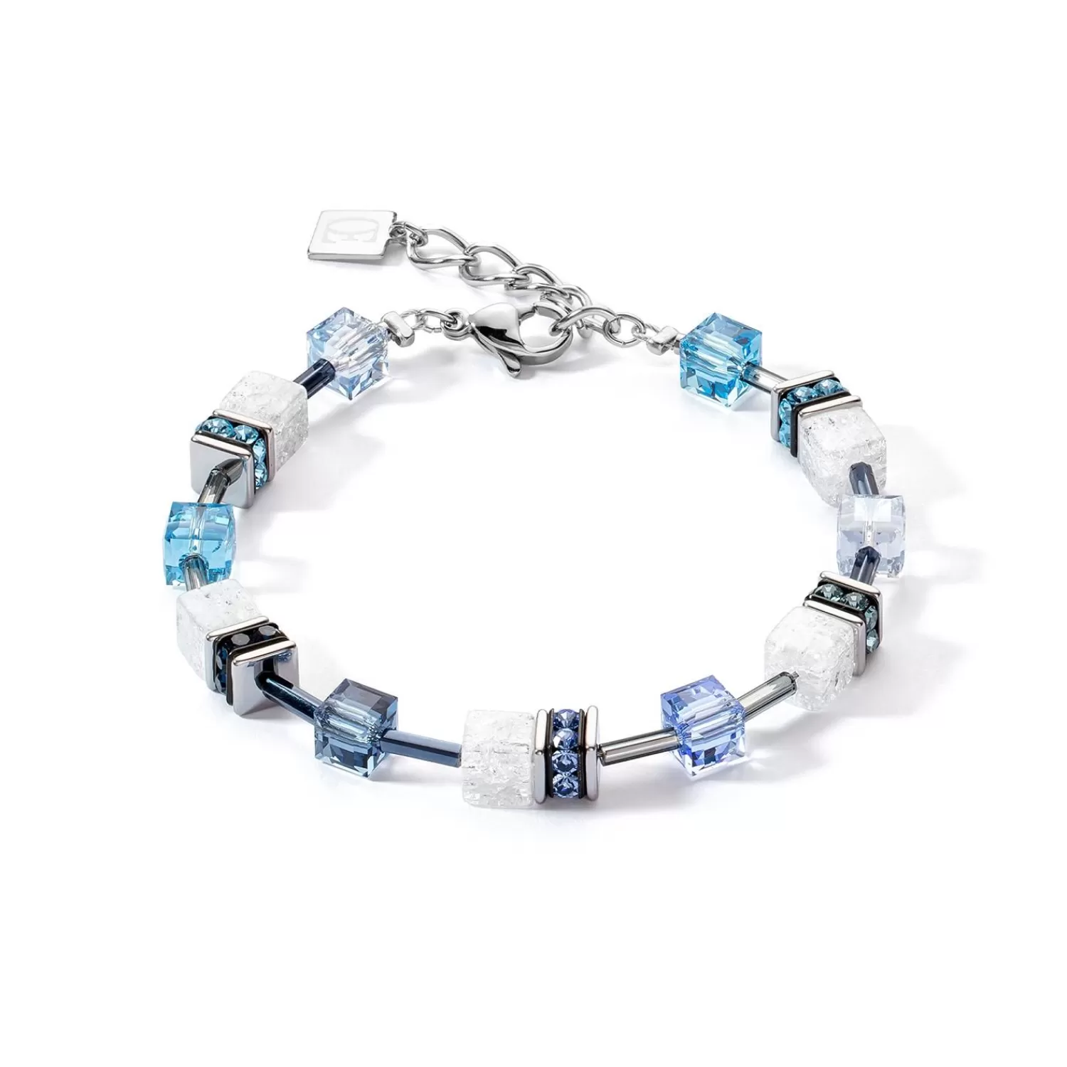 COEUR DE LION Geocube® Iconic Nature Armband Blau Weiß- Geocube® Echtstein