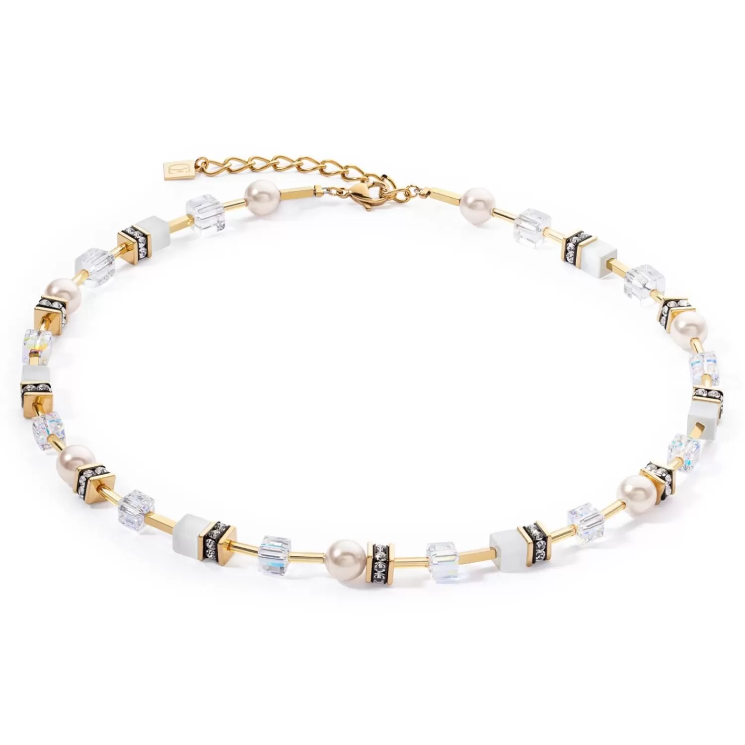 COEUR DE LION Geocube® Iconic Pearl Mix Halskette Gold-Weiß- Geocube® Halsketten