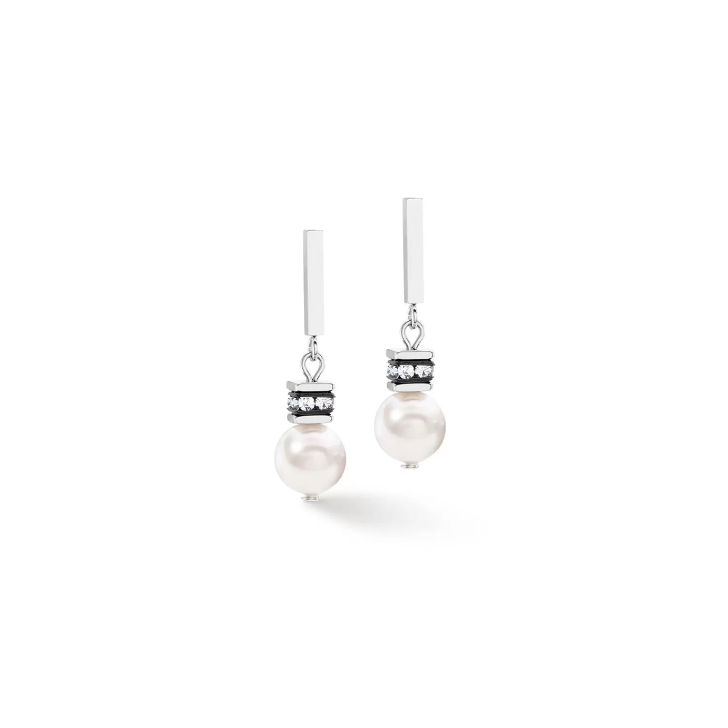 COEUR DE LION Geocube® Iconic Pearl Mix Ohrringe Silber-Weiß- Ohrstecker