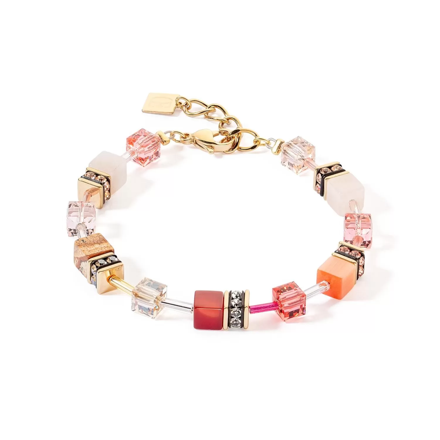 COEUR DE LION Geocube® Iconic Precious Armband Rot-Beige- Geocube® Tone&In&Tone