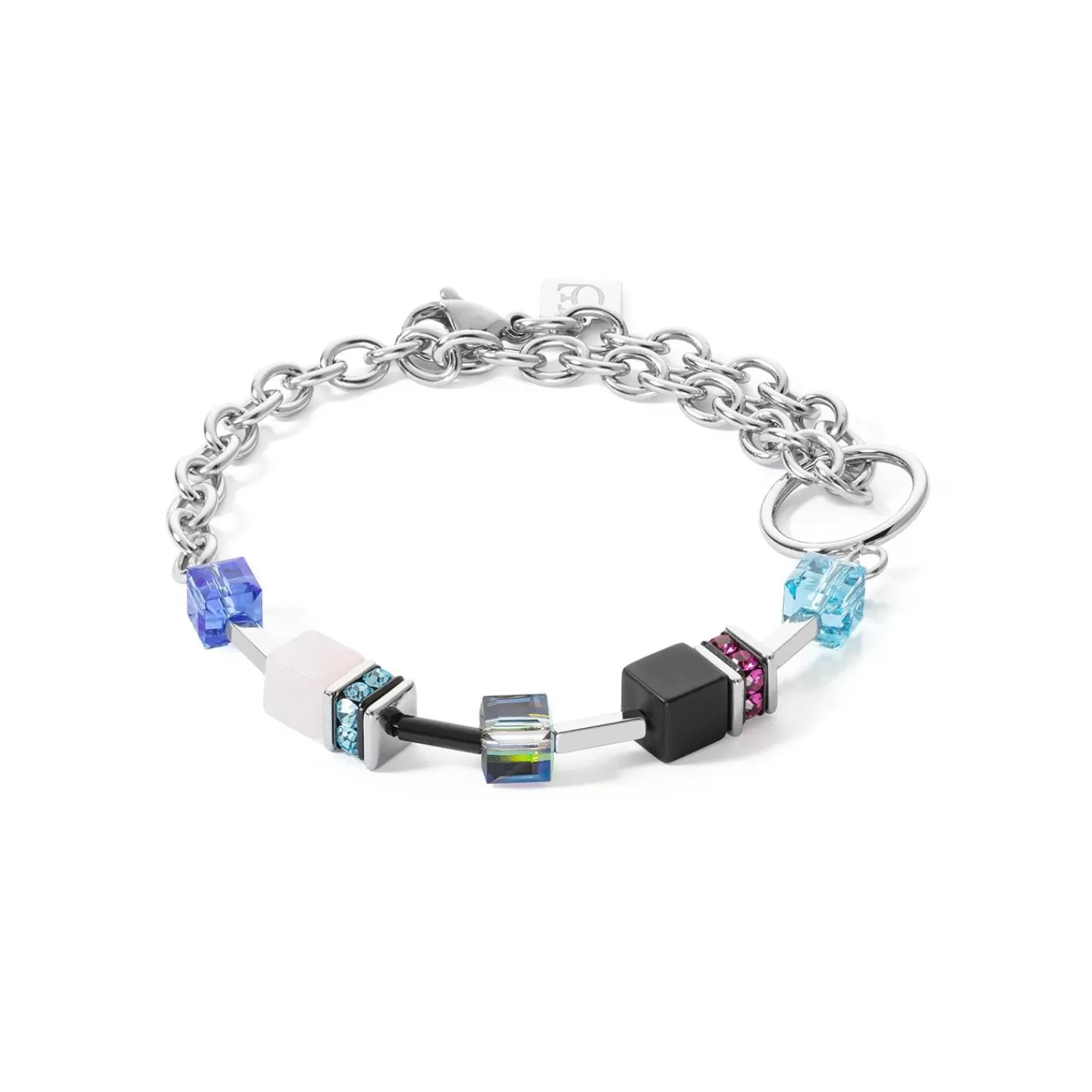 COEUR DE LION Geocube® Iconic Precious Chain Armband Silber-Mehrfarbig- Geocube® Echtstein