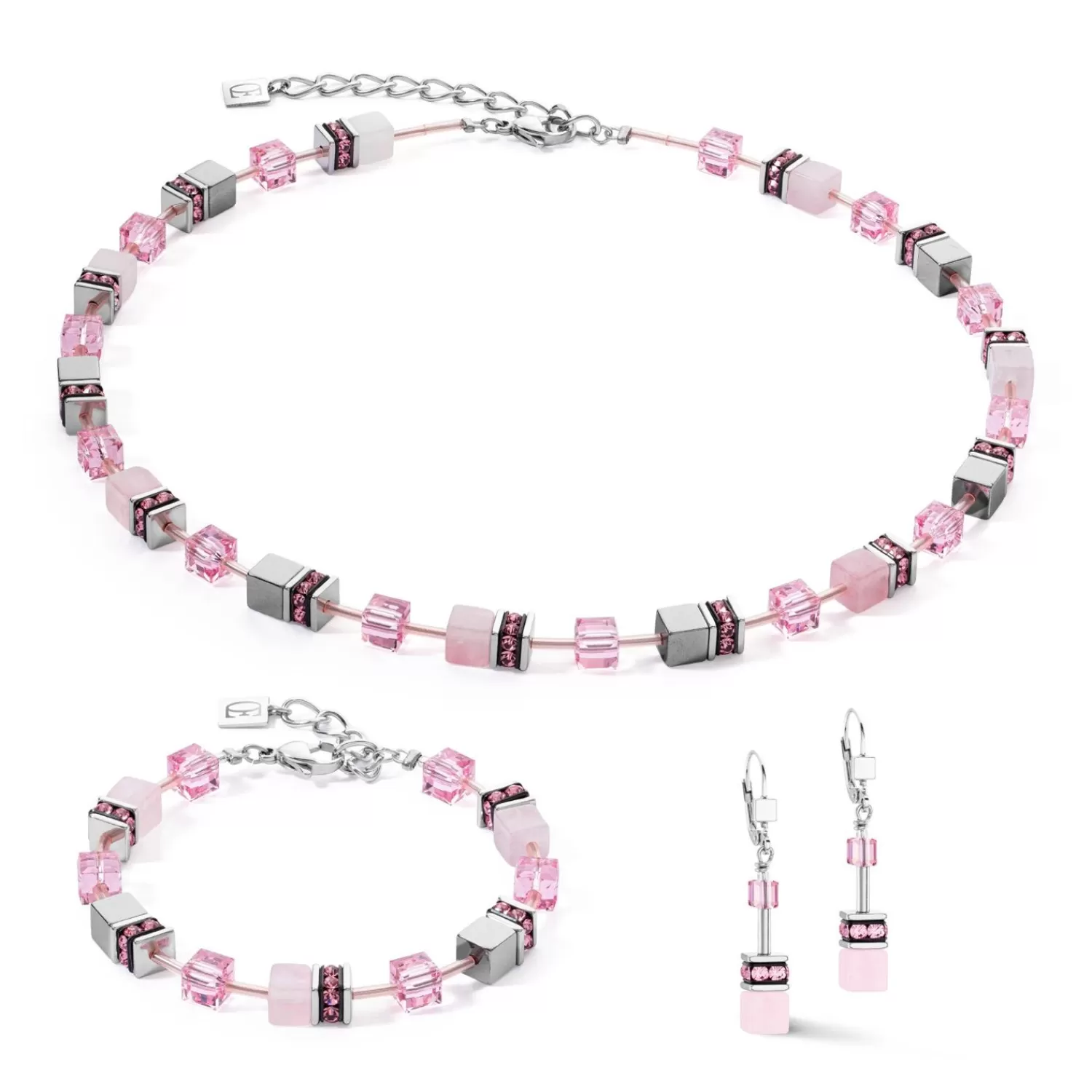 COEUR DE LION Geocube® Iconic Precious Halskette Rose- Edelsteinketten