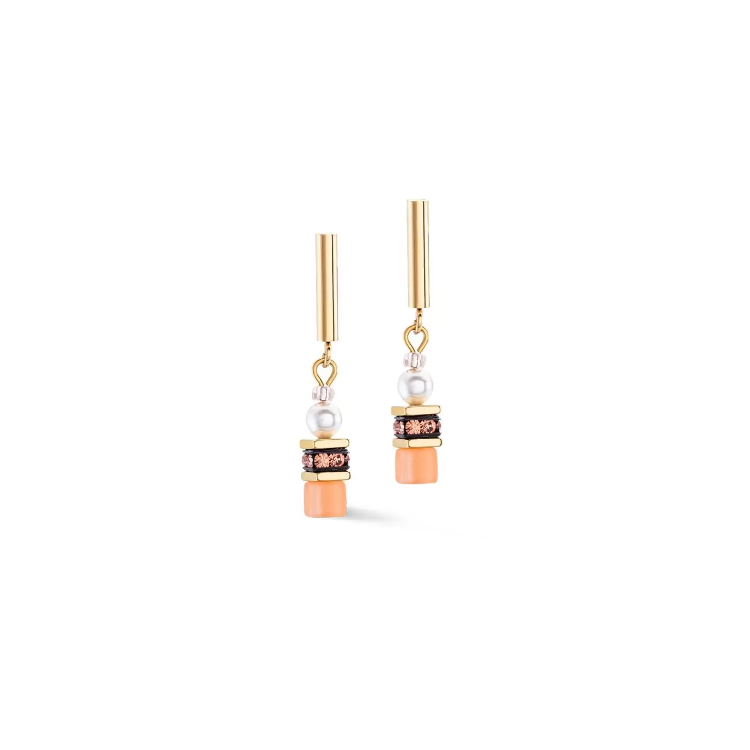 COEUR DE LION Geocube® Mini Fusion Pearls Ohrringe Apricot Crush- Geocube® Ohrringe