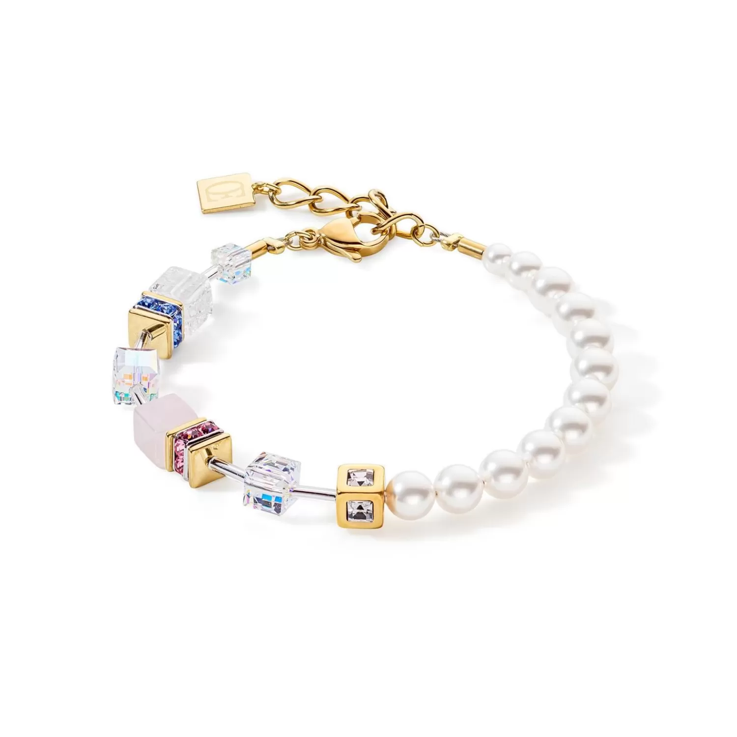 COEUR DE LION Geocube® Precious Fusion Pearls Armband Mehrfarbig Pastell- Echter Stein