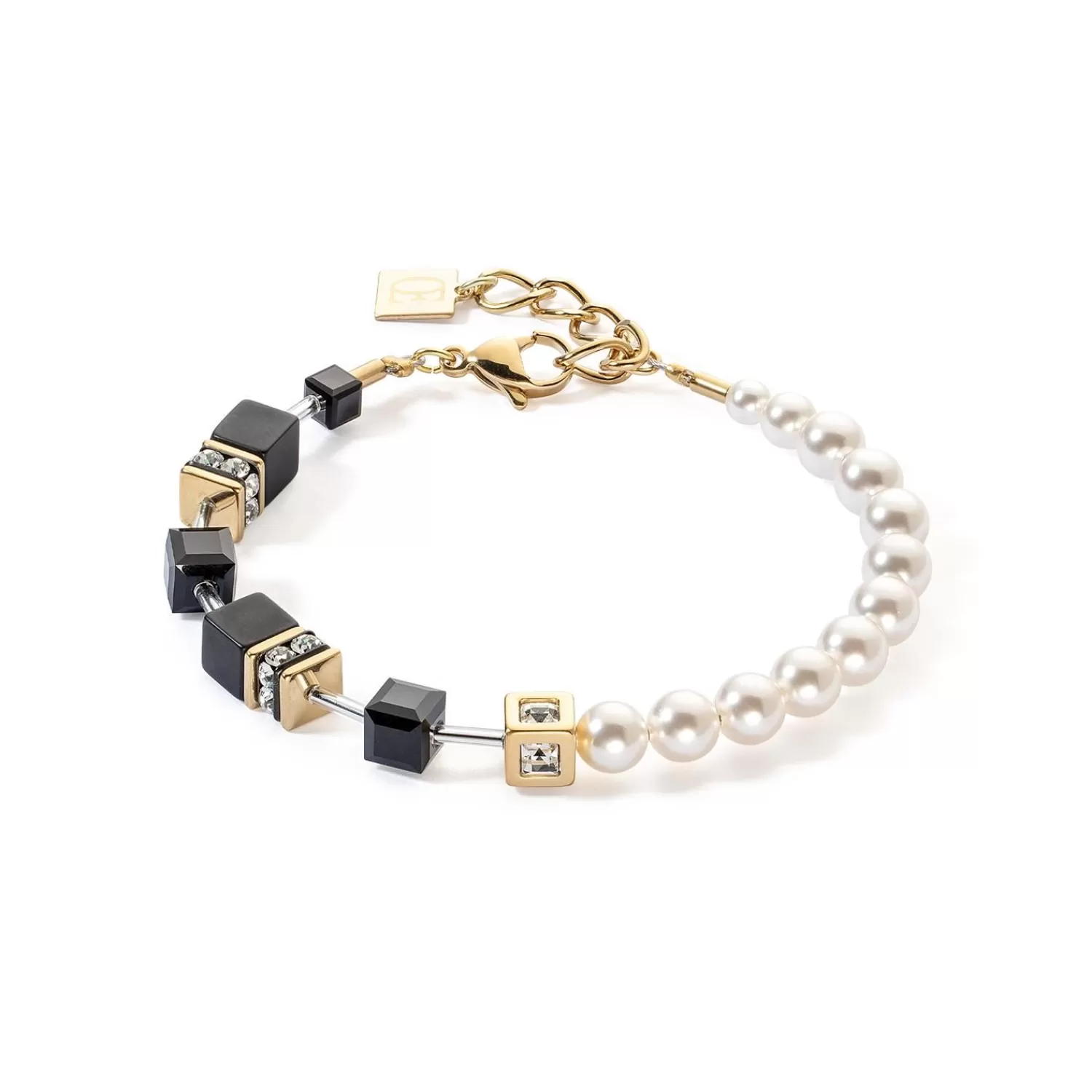 COEUR DE LION Geocube® Precious Fusion Pearls Armband Schwarz-Gold- Perlenarmbänder