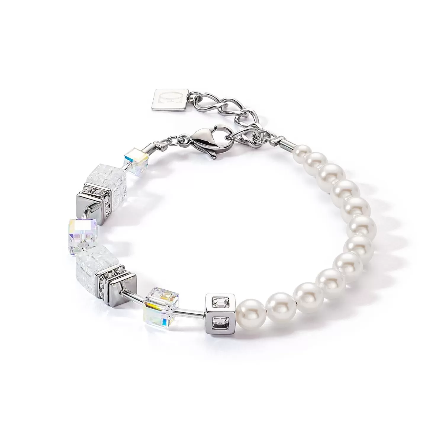 COEUR DE LION Geocube® Precious Fusion Pearls Armband Weiß- Geocube® Tone&In&Tone