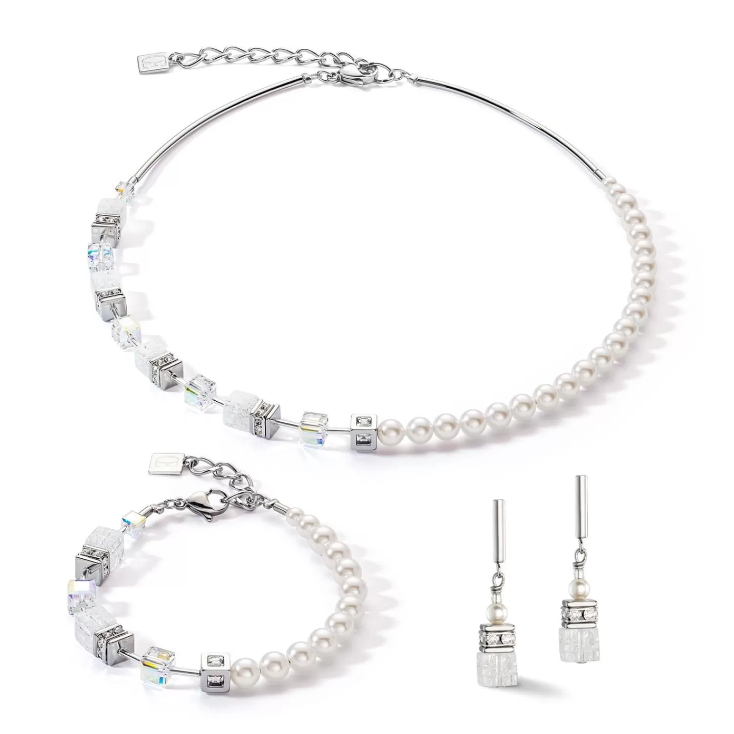 COEUR DE LION Geocube® Precious Fusion Pearls Armband Weiß- Hochzeit