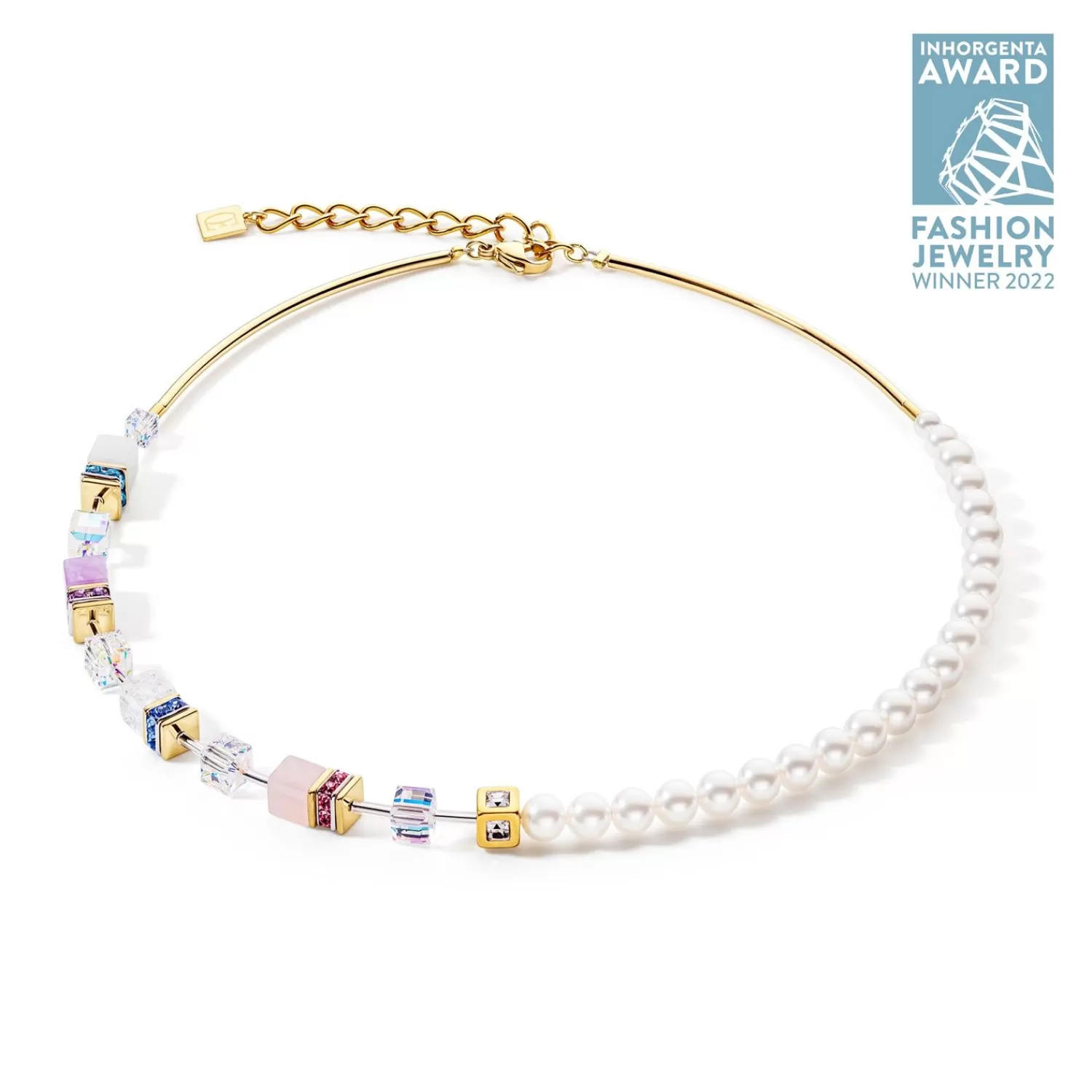 COEUR DE LION Geocube® Precious Fusion Pearls Halskette Mehrfarbig Pastell- Echter Stein