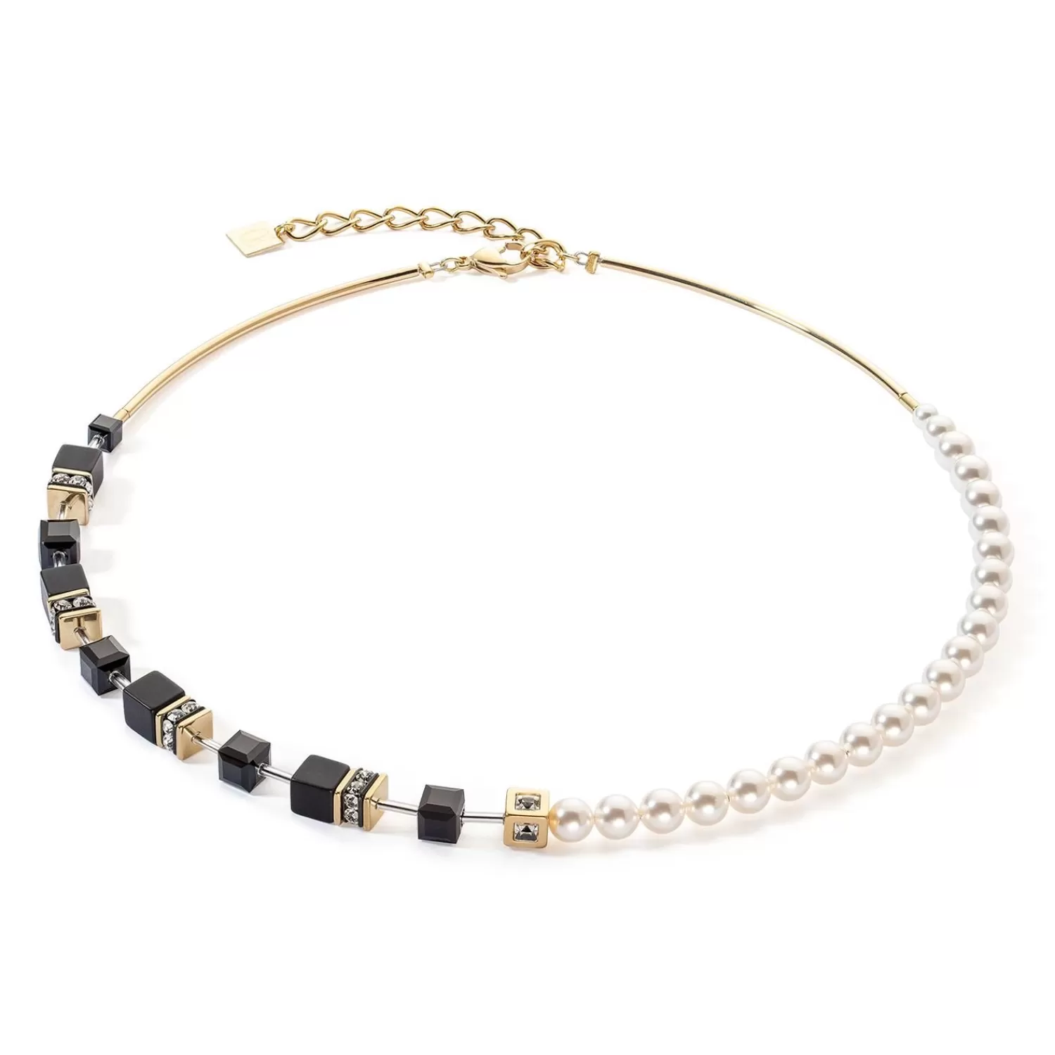 COEUR DE LION Geocube® Precious Fusion Pearls Halskette Schwarz-Gold- Perlenketten