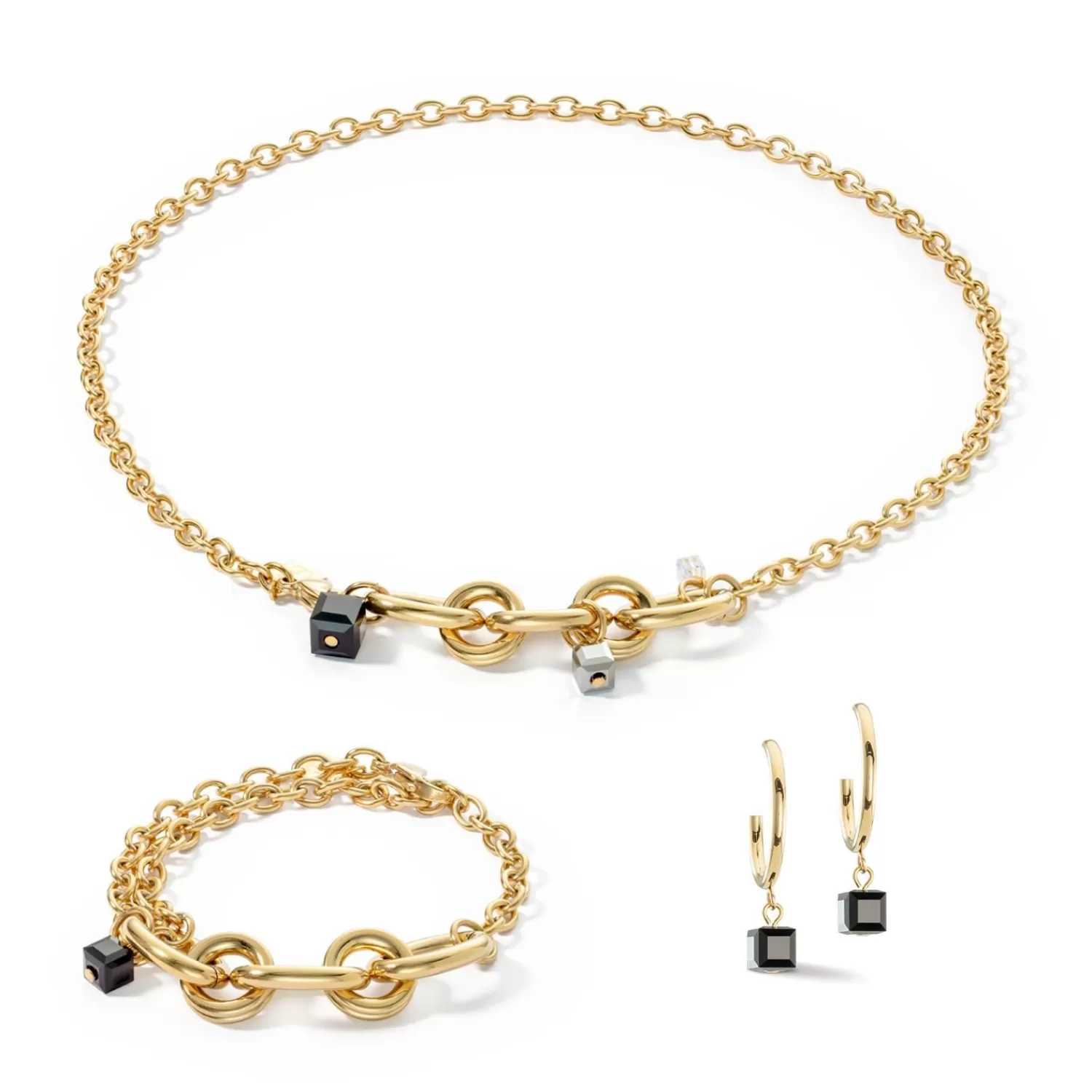 COEUR DE LION Halskette Chunky Chain Gold-Schwarz- Festliche Kollektion