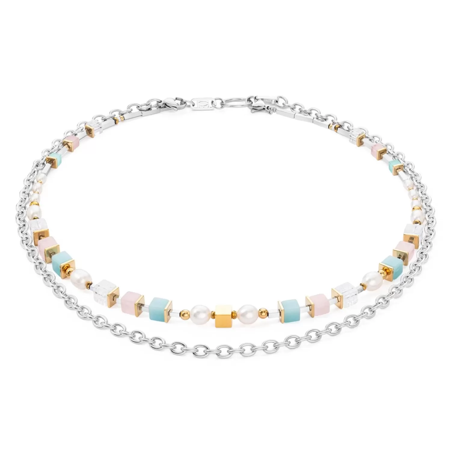 COEUR DE LION Halskette Coole romantische Würfel & Perlen Bicolor- Edelsteinketten