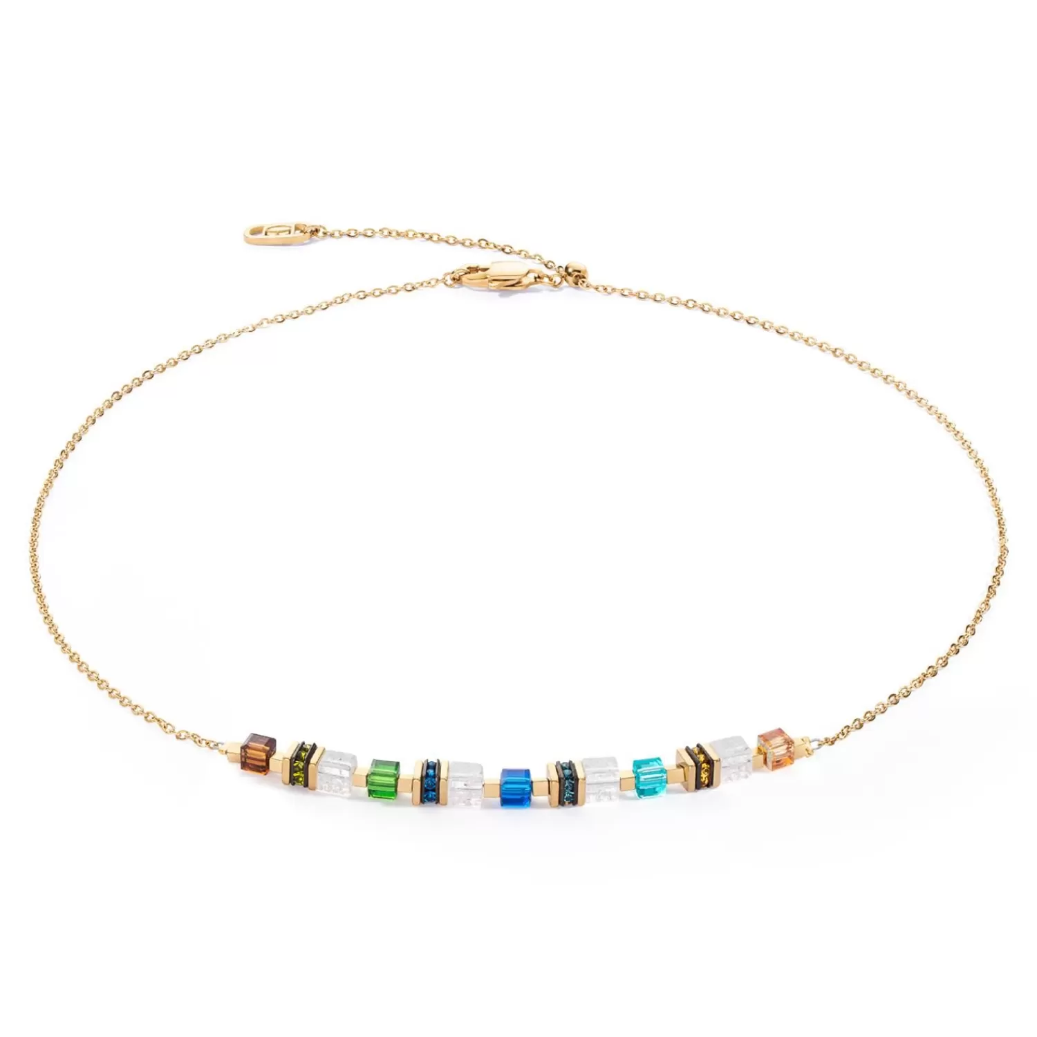 COEUR DE LION Halskette Mini Cubes & Kette Gold-Mehrfarbig- Edelsteinketten