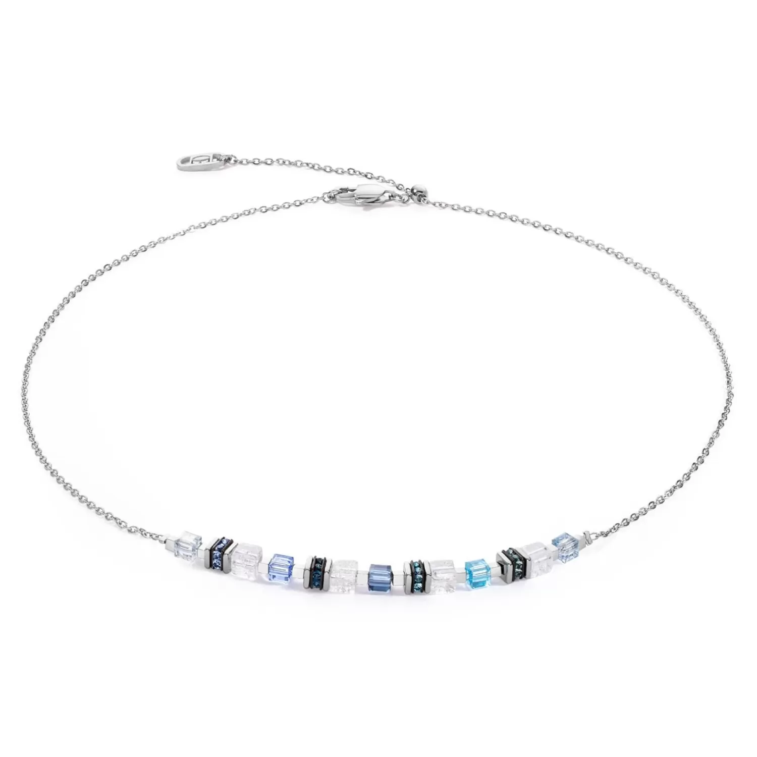 COEUR DE LION Halskette Mini Cubes & Kette Silber-Blau- Edelsteinketten