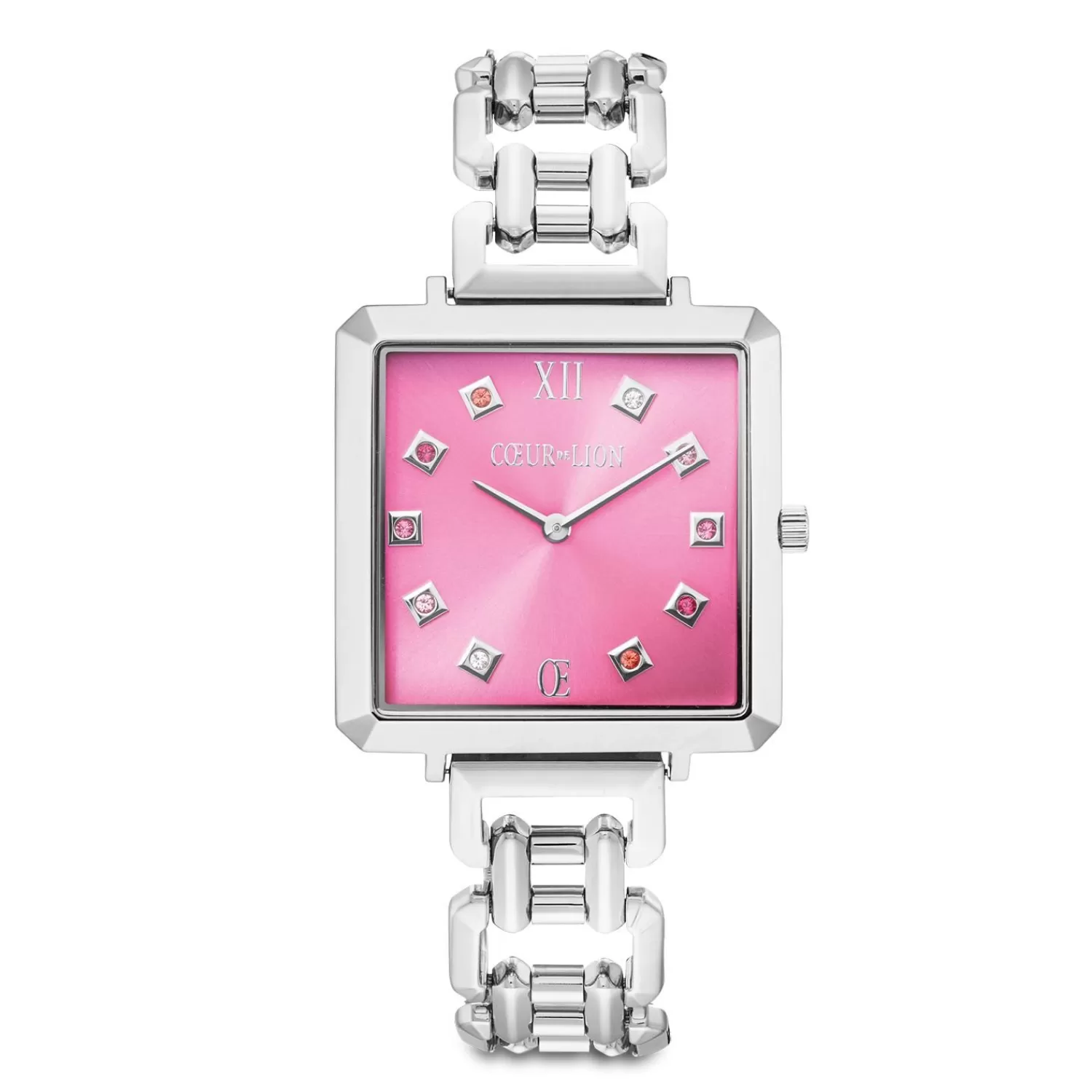 COEUR DE LION Ikonische Cube-Statement-Uhr Viva Magenta Silber- Uhren