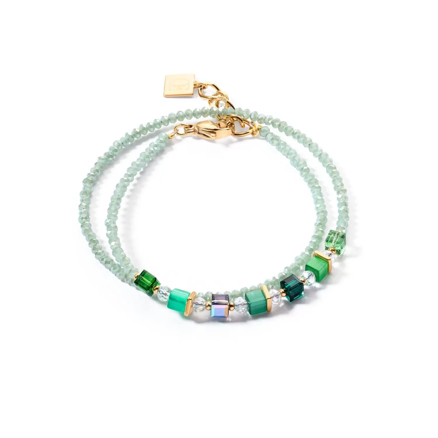 COEUR DE LION Joyful Colors Wickelarmband Goldgrün- Mix&And&Match-Armbänder