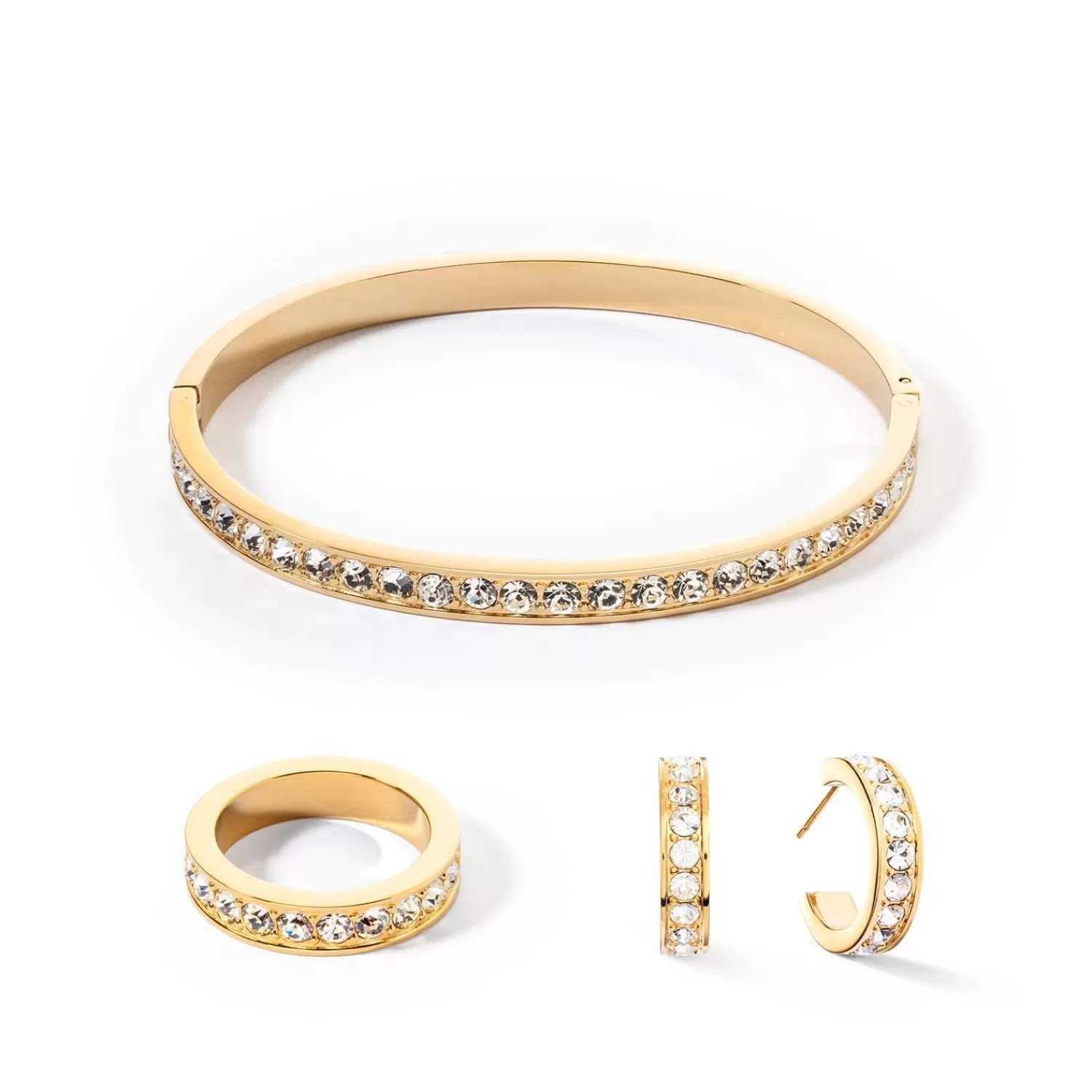 COEUR DE LION Ring Edelstahl & Kristalle Goldkristall- Mix&And&Match-Ringe