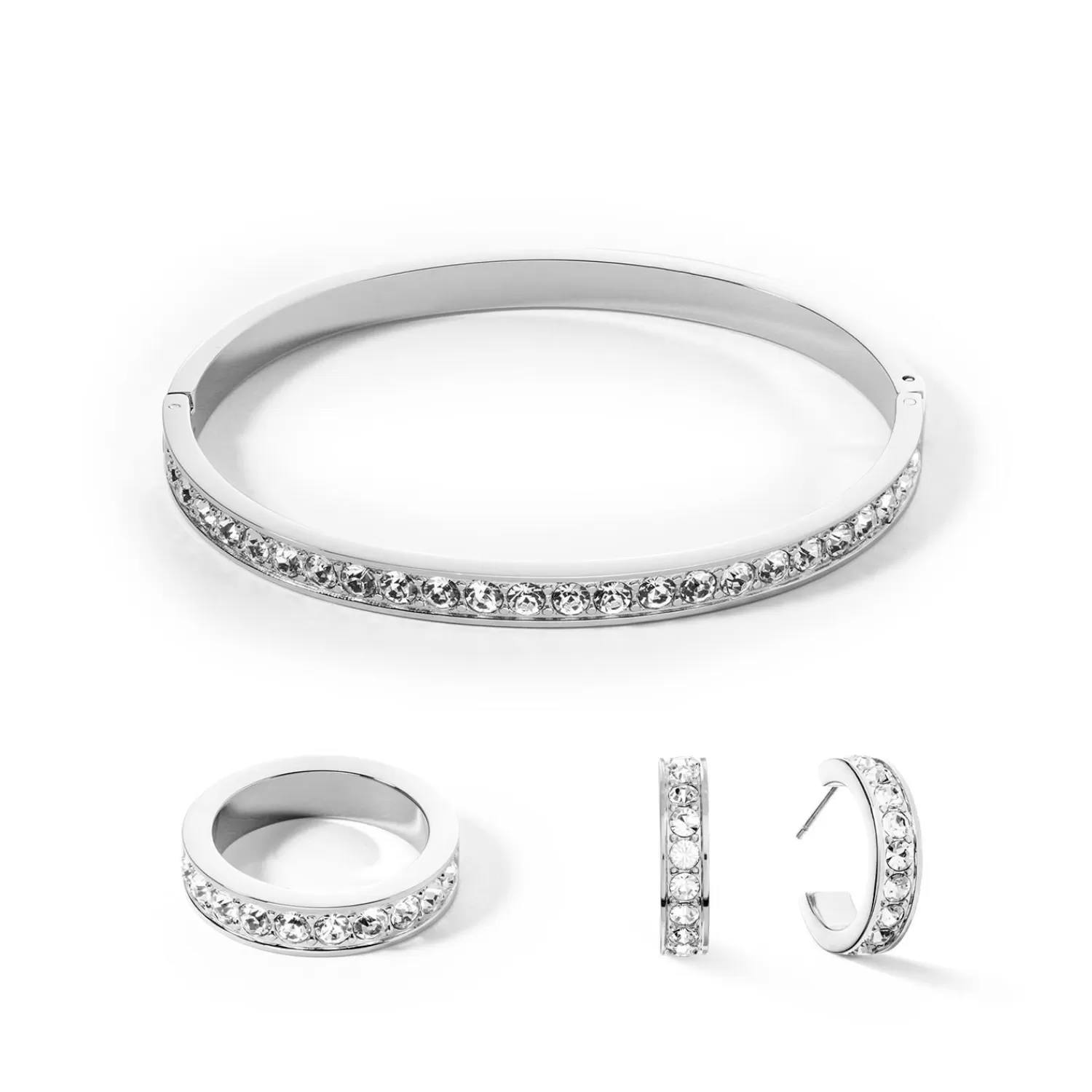 COEUR DE LION Ring Edelstahl & Kristalle Silberkristall- Mix&And&Match-Ringe