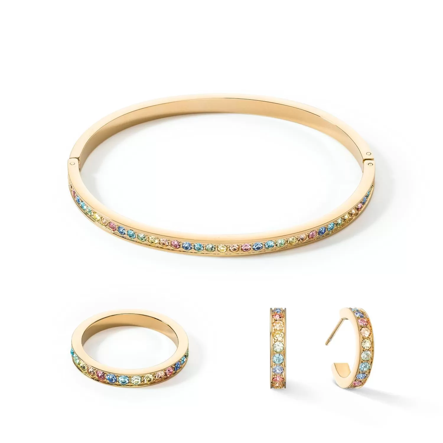 COEUR DE LION Ring Edelstahl & Kristalle Slim Gold Mehrfarbig Pastell- Kristallringe