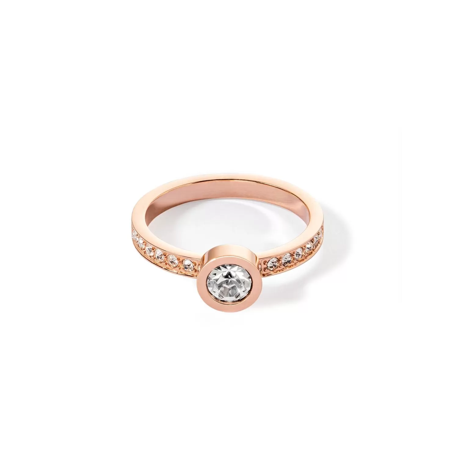 COEUR DE LION Ring mit funkelnden Punkten, Roségold-Kristall- Mix&And&Match-Ringe