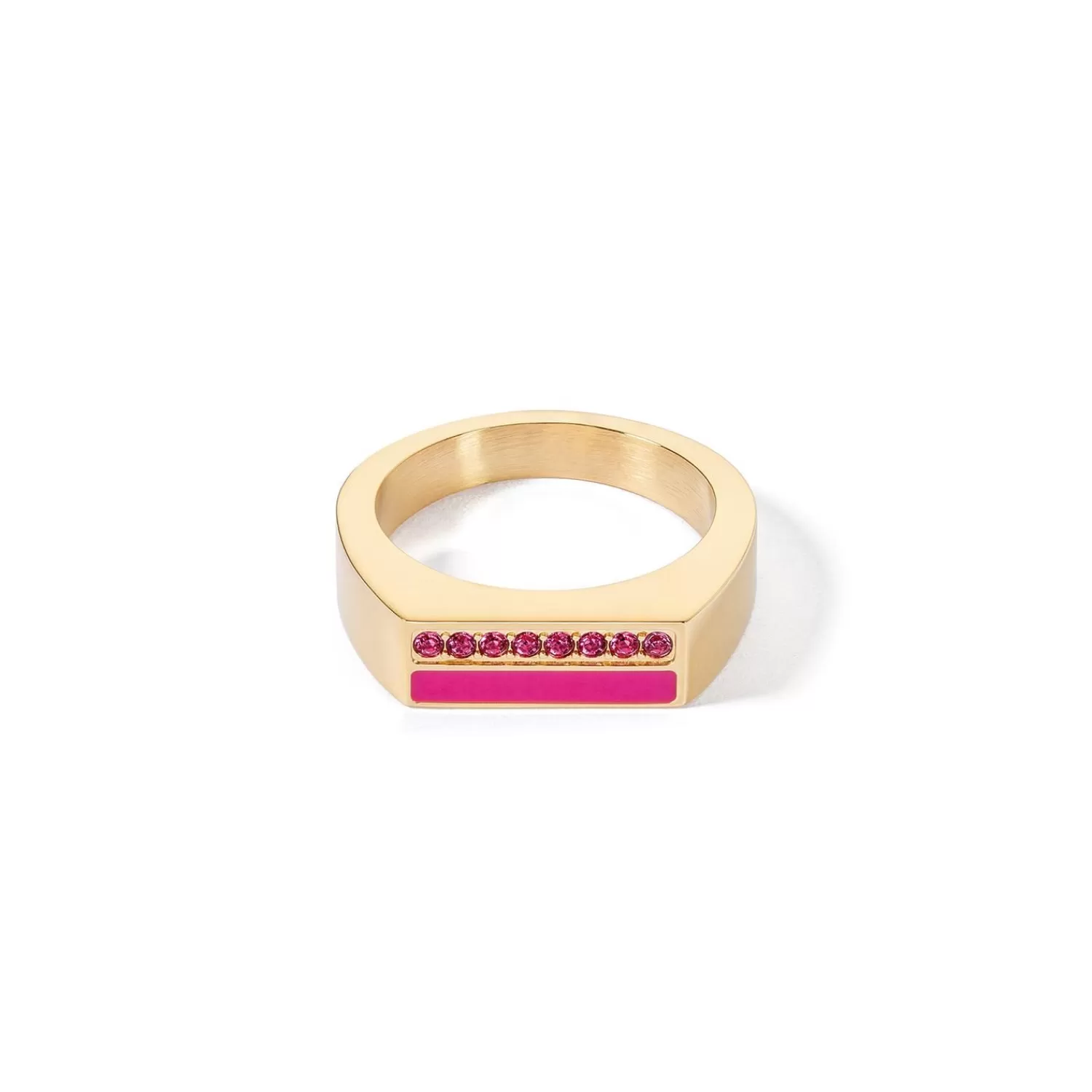 COEUR DE LION Ring Quadratische Streifen Gold-Rosa- Kristallringe