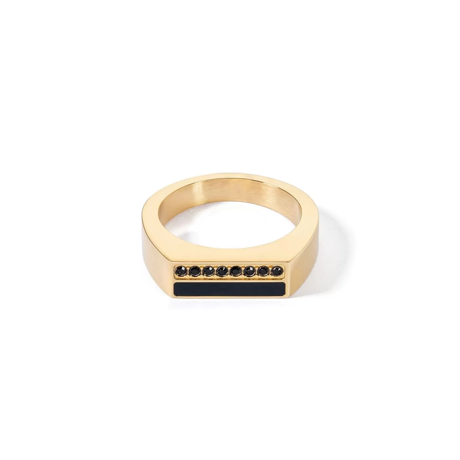 COEUR DE LION Ring Quadratische Streifen Gold-Schwarz- Kristallringe