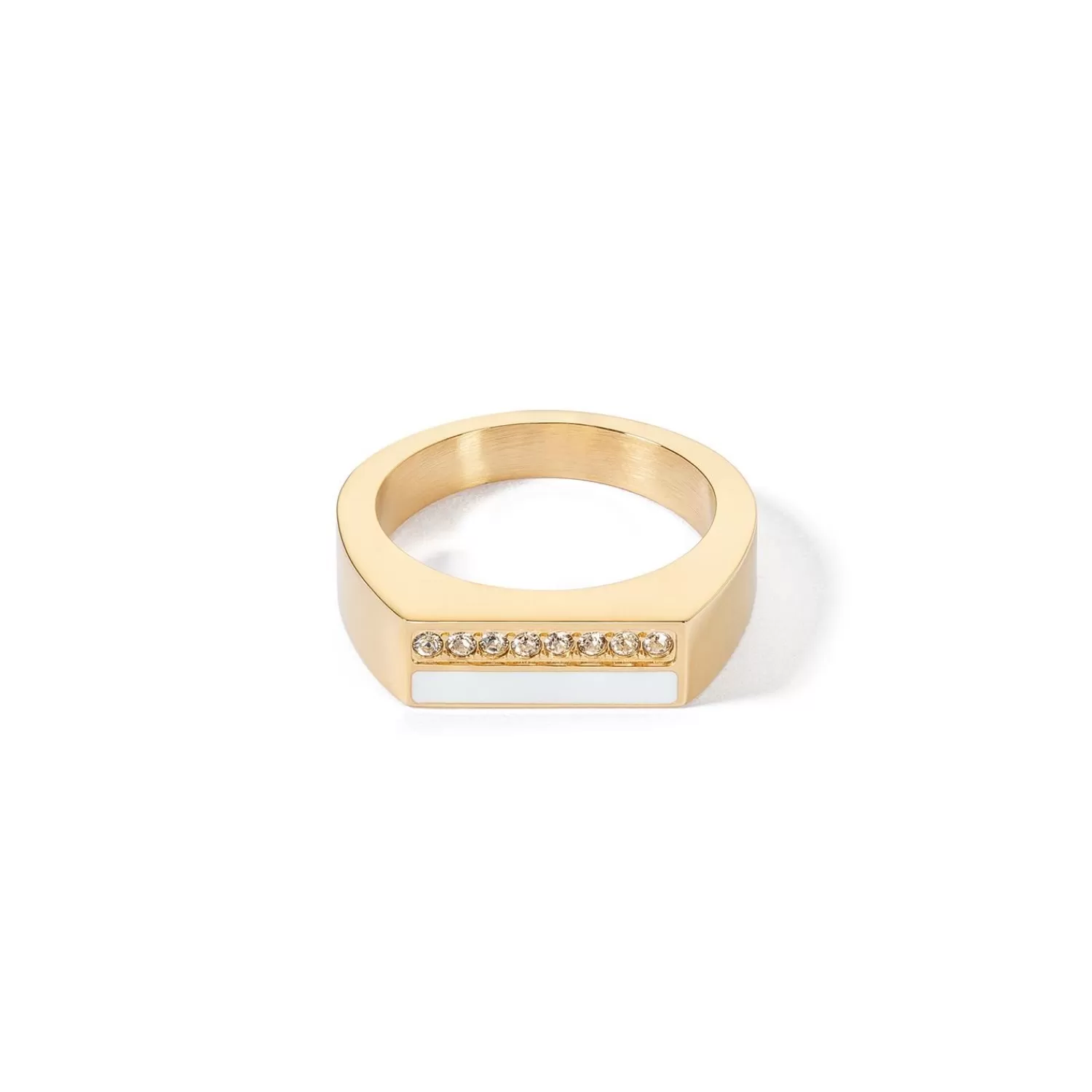 COEUR DE LION Ring Quadratische Streifen Gold-Weiß- Coeur Essentials