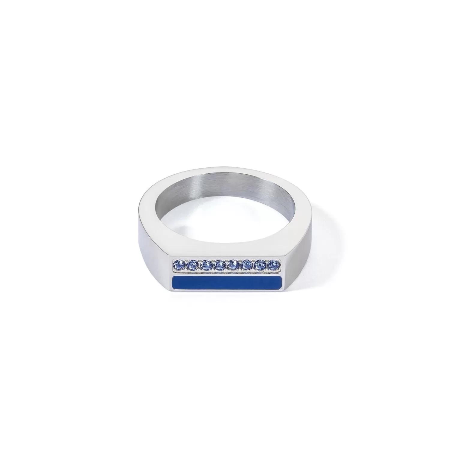 COEUR DE LION Ring Quadratische Streifen Silber-Blau- Mix&And&Match-Ringe