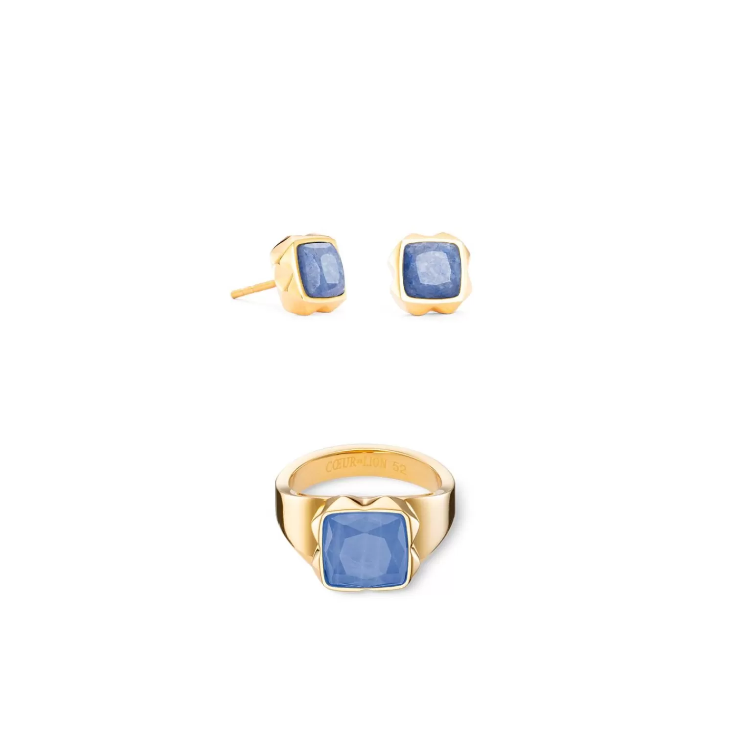 COEUR DE LION Ring Spikes Quadratischer Aventurin Gold-Blau- Coeur Essentials