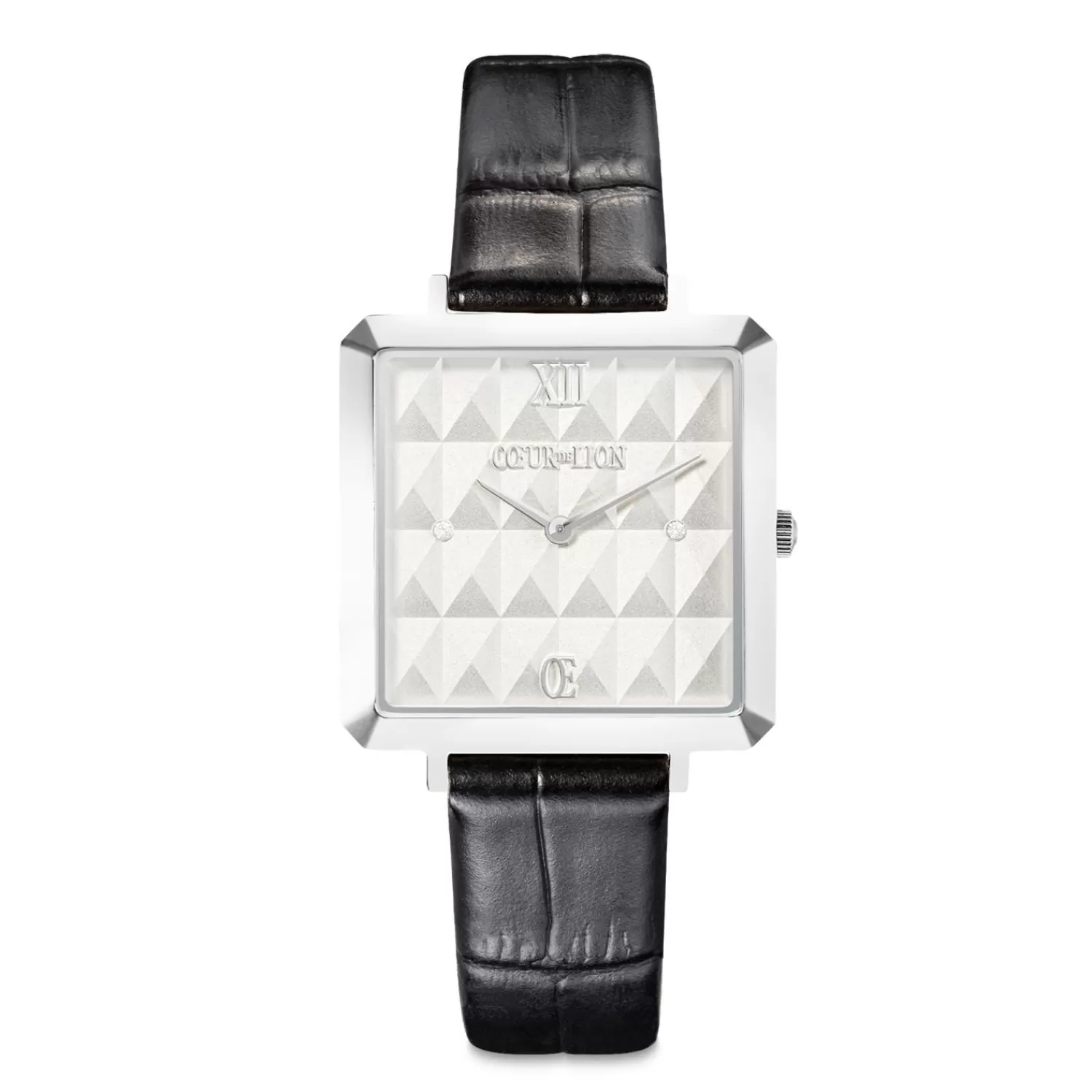 COEUR DE LION Uhr Iconic Cube Spikes Silber Armband Leder Schwarz- Uhren