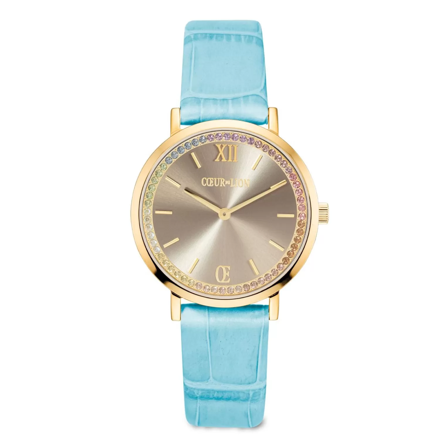 COEUR DE LION Uhr Round Pastel Lovers Gold Armband Leder Blau- Uhren