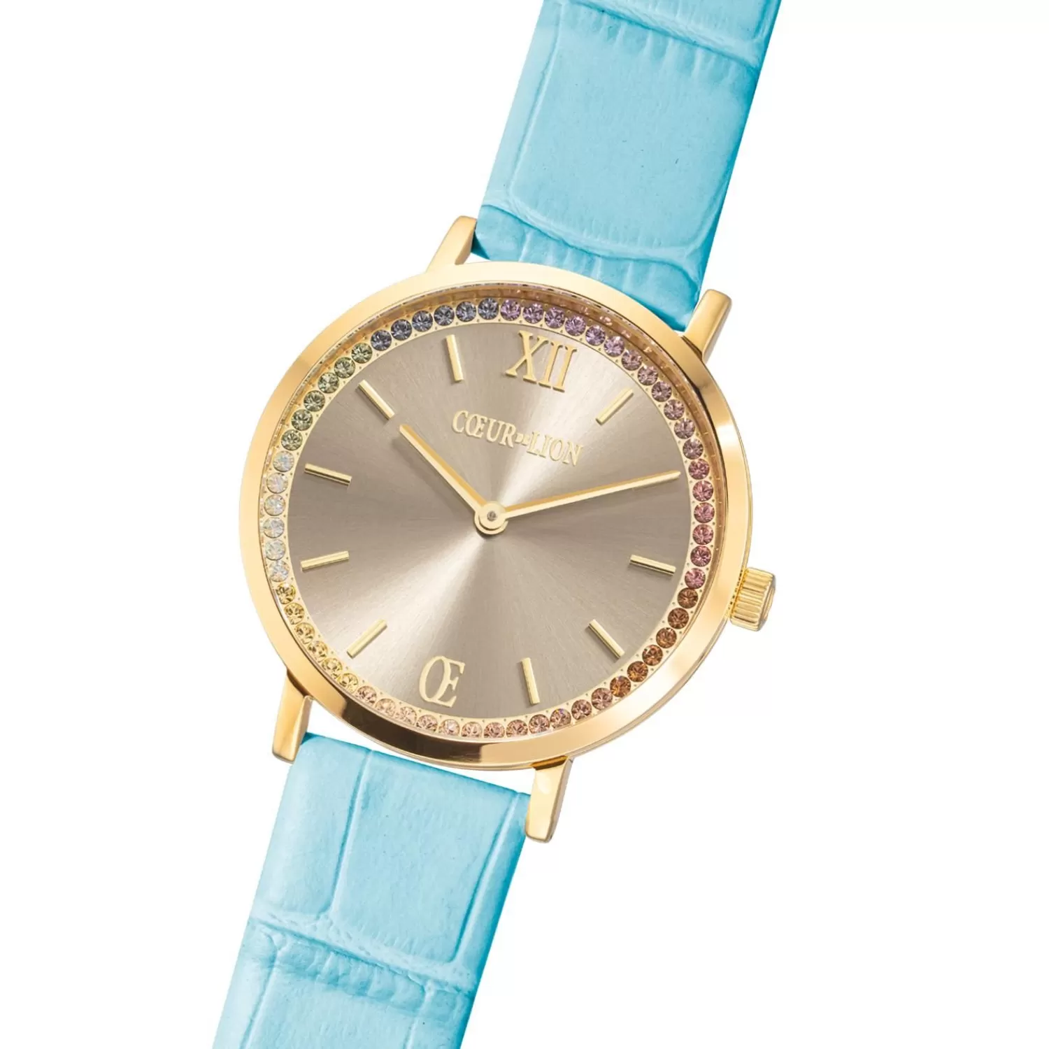 COEUR DE LION Uhr Round Pastel Lovers Gold Armband Leder Blau- Uhren