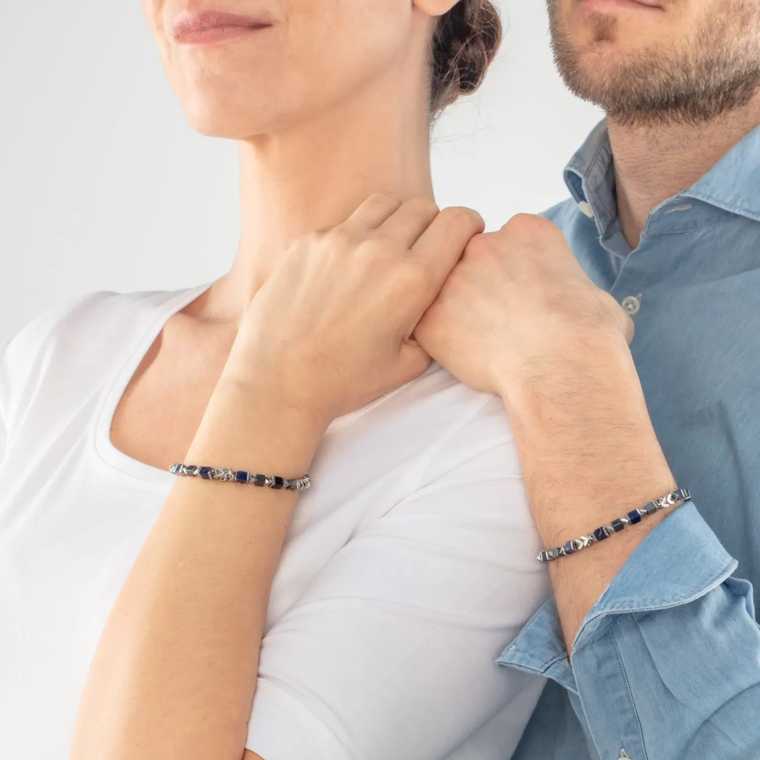 COEUR DE LION Unisex-Armband Würfel & Kette Blau- Unisex Edition