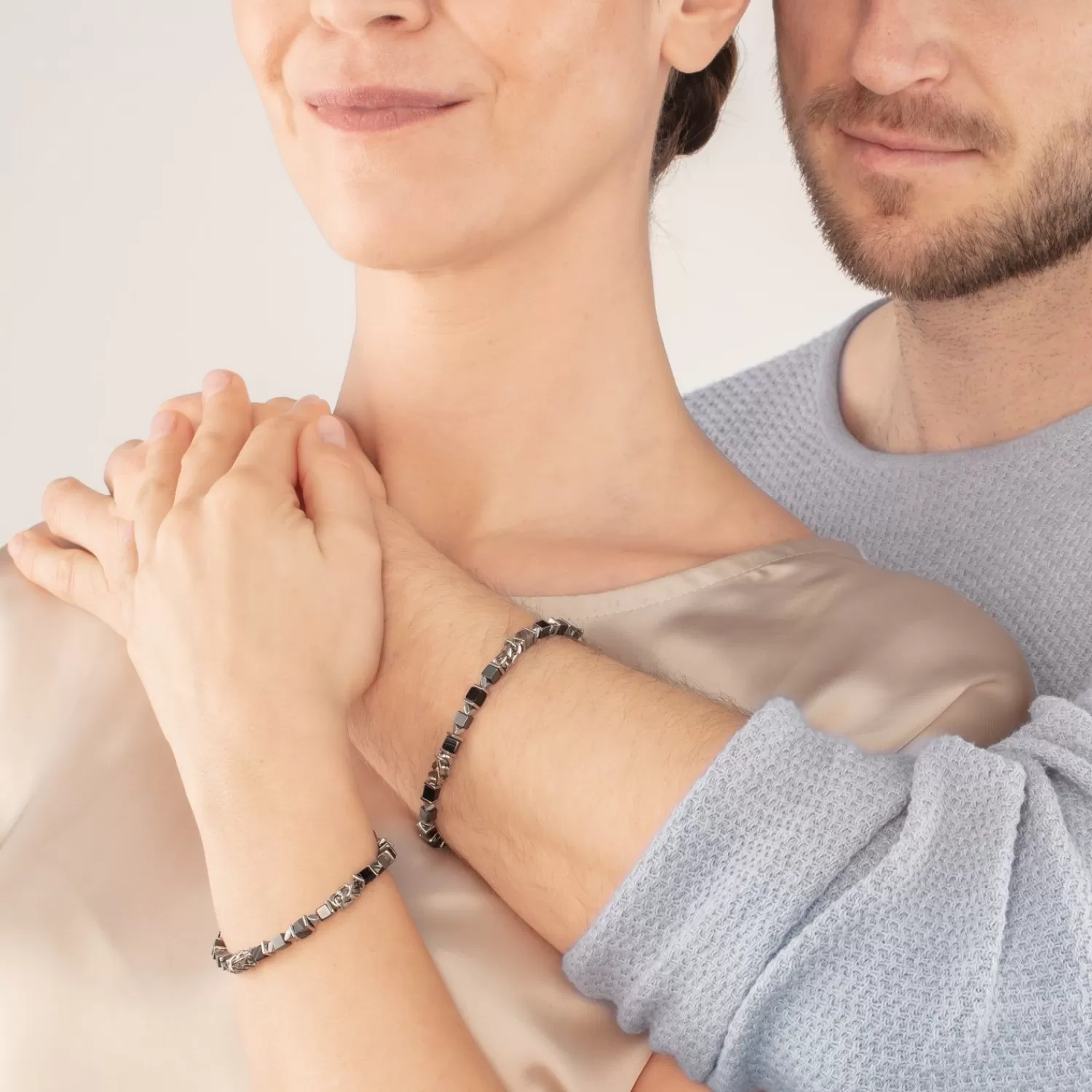 COEUR DE LION Unisex-Armband Würfel & Kette Schwarz- Echter Stein